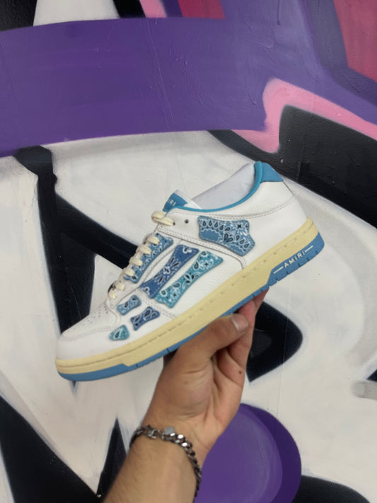 Amiri Skeleton Low Top Blue Paisley Sneakers