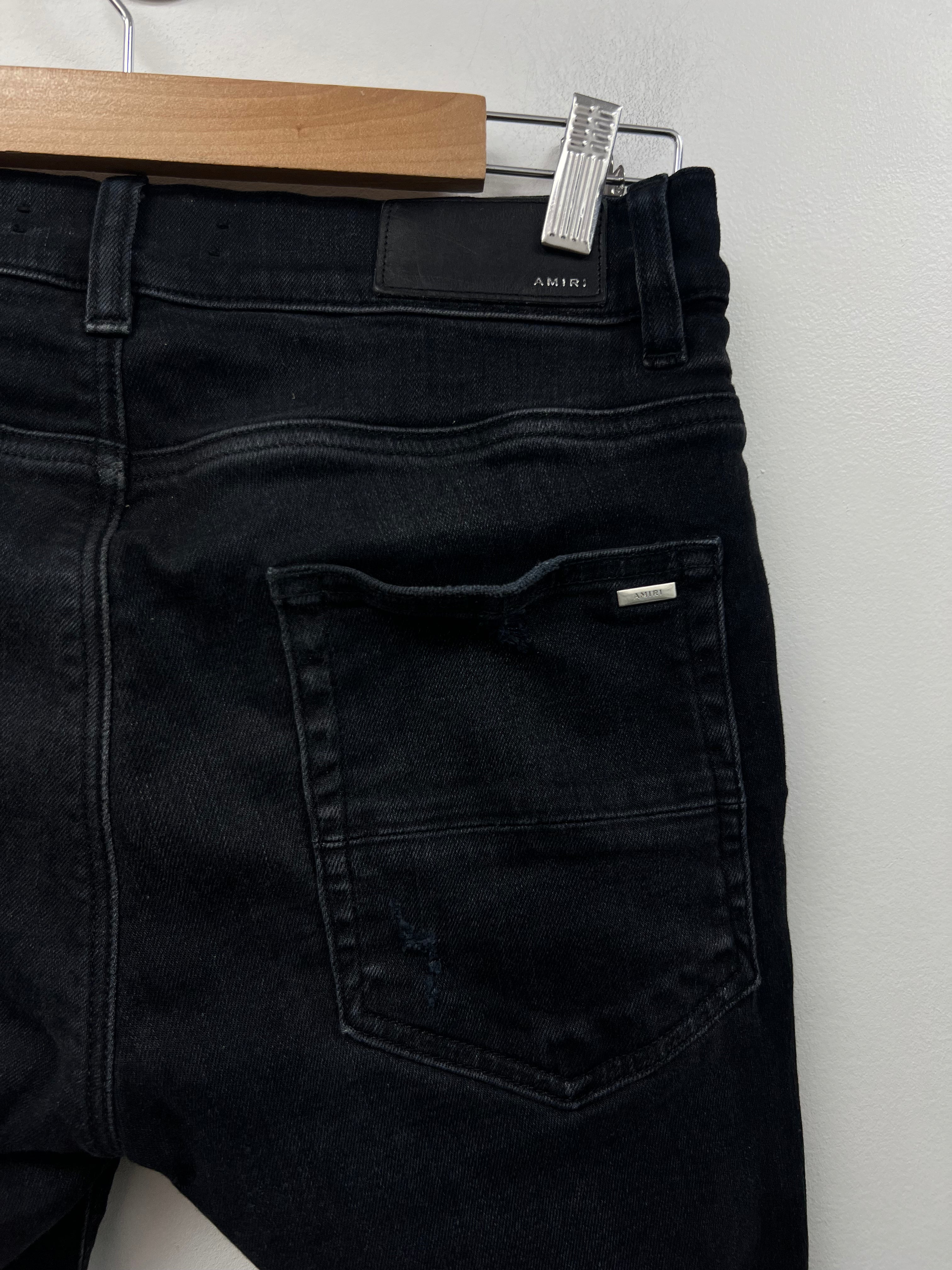 Amiri MX1 Black Wash Brown Paisley Patch Jeans