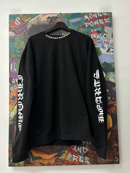 Chrome Hearts Black Neck Logo Crewneck New