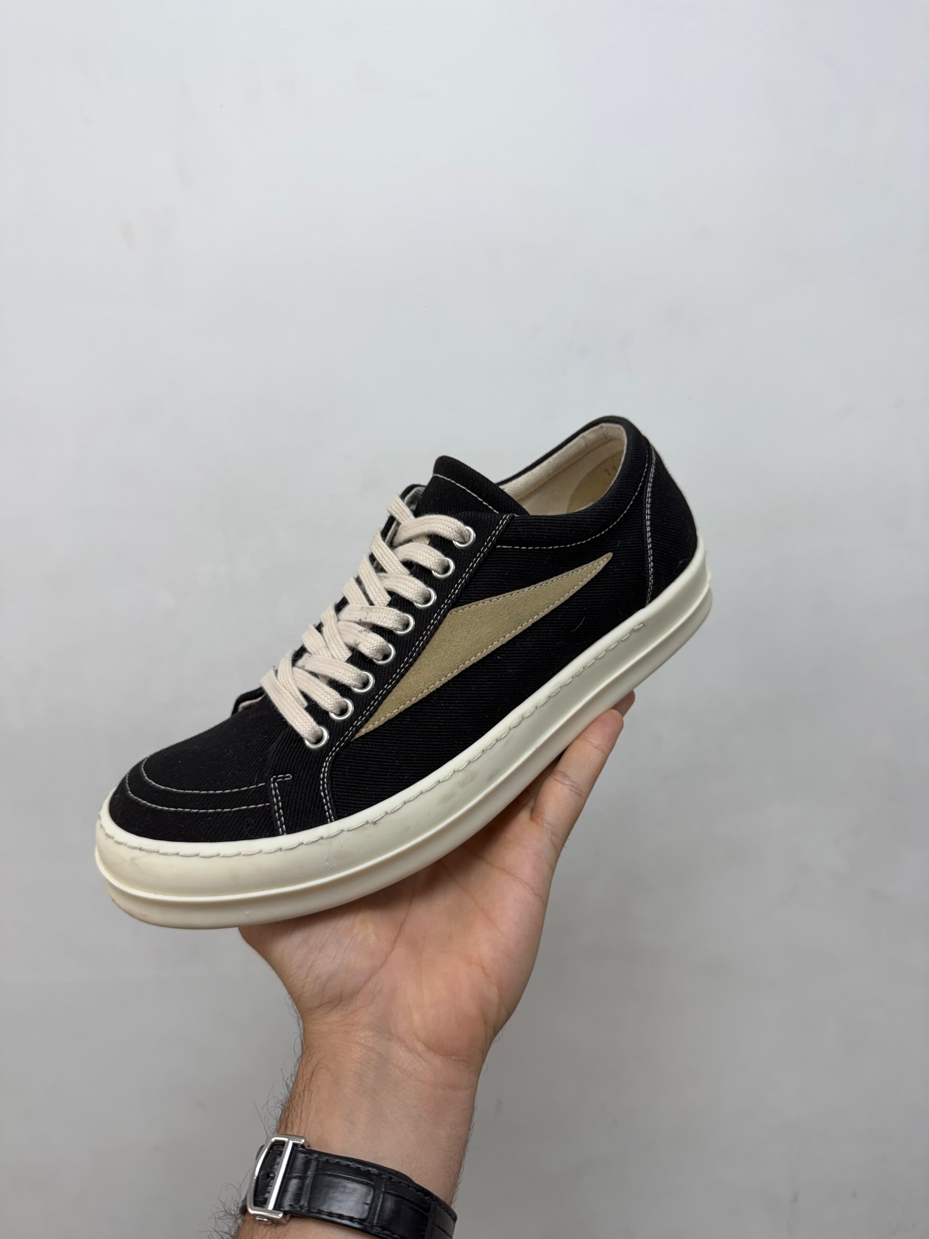 Rick Owens Black & Milk 'DRKSHDW' Vintage Low Sneakers