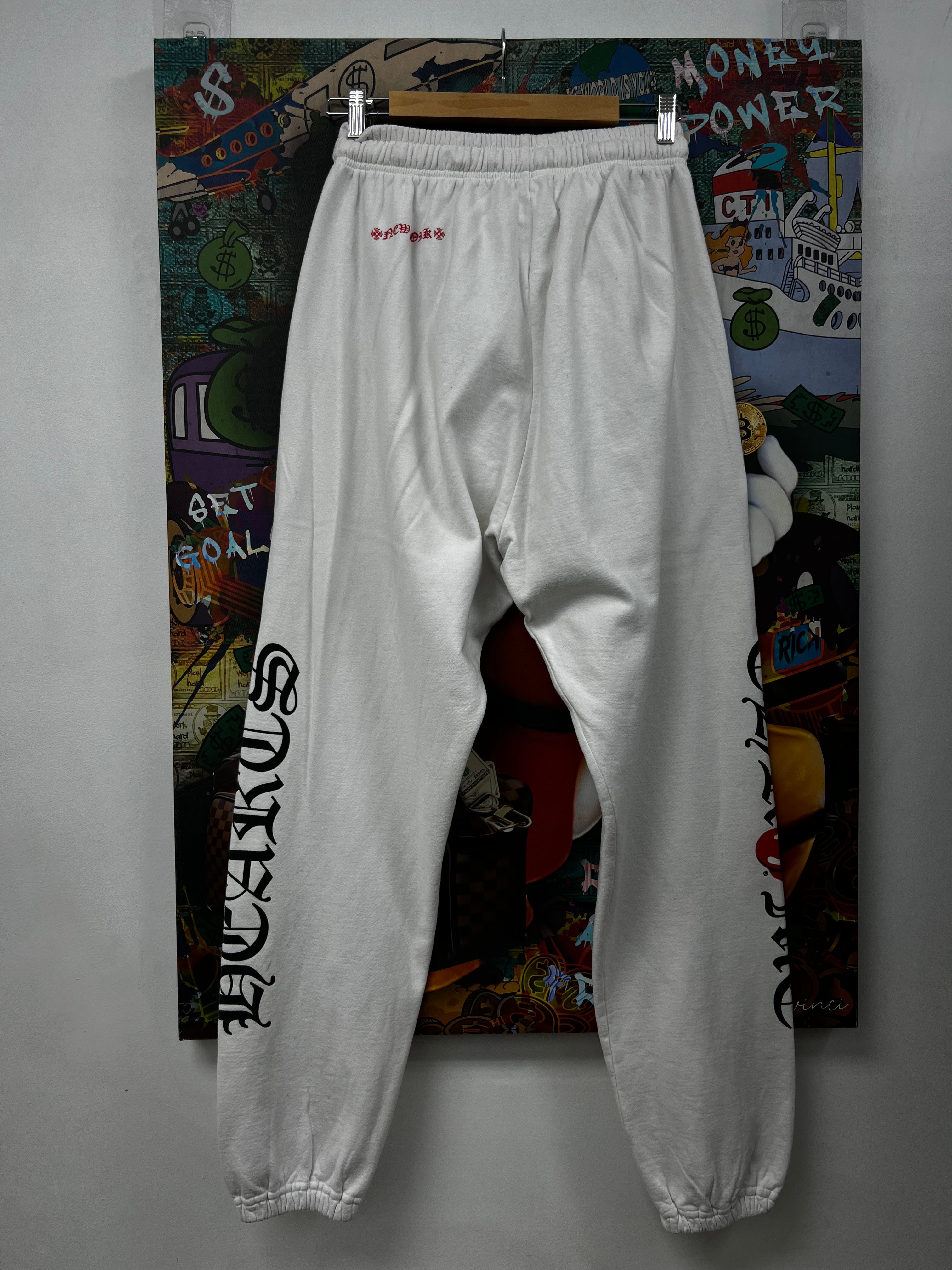 Chrome  Hearts White Rolling Stones (No Pockets) Sweats