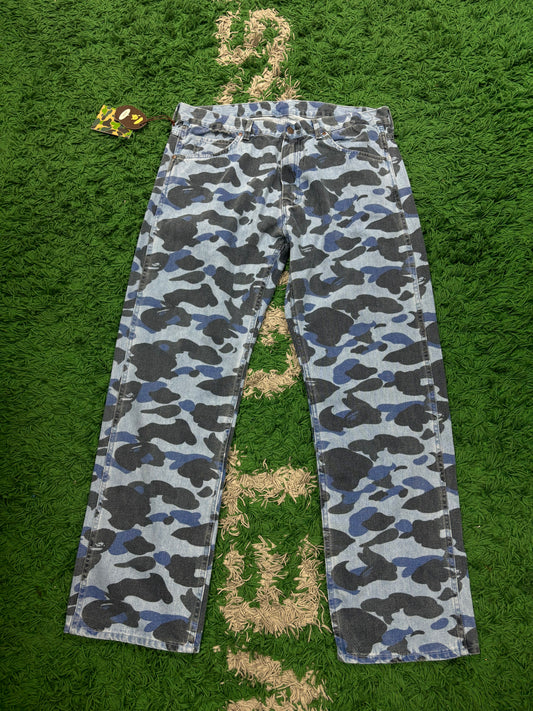 BAPE Blue Camo Jeans Light Wash New XL With Tags