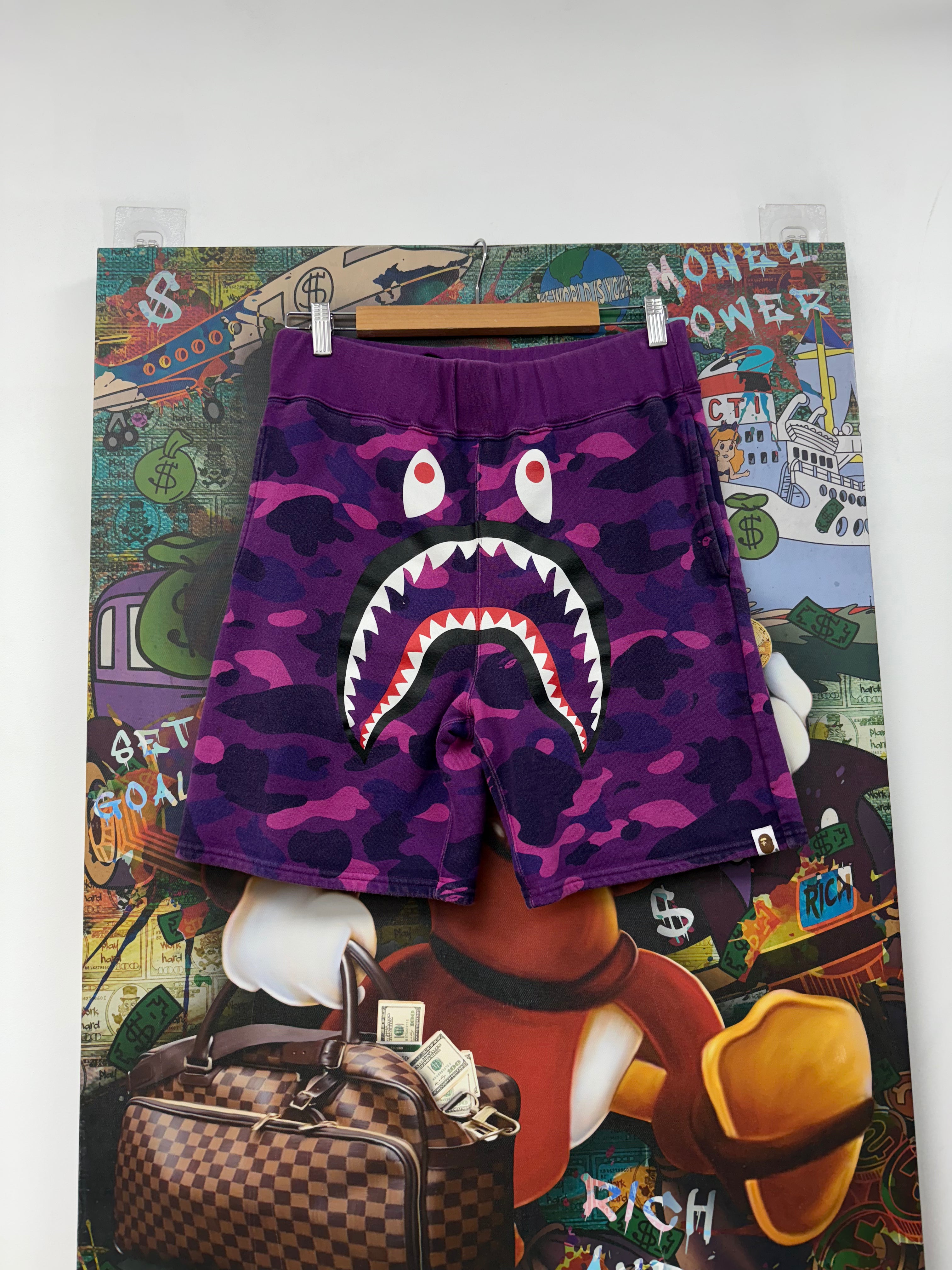 BAPE Purple Shark Camo Shorts