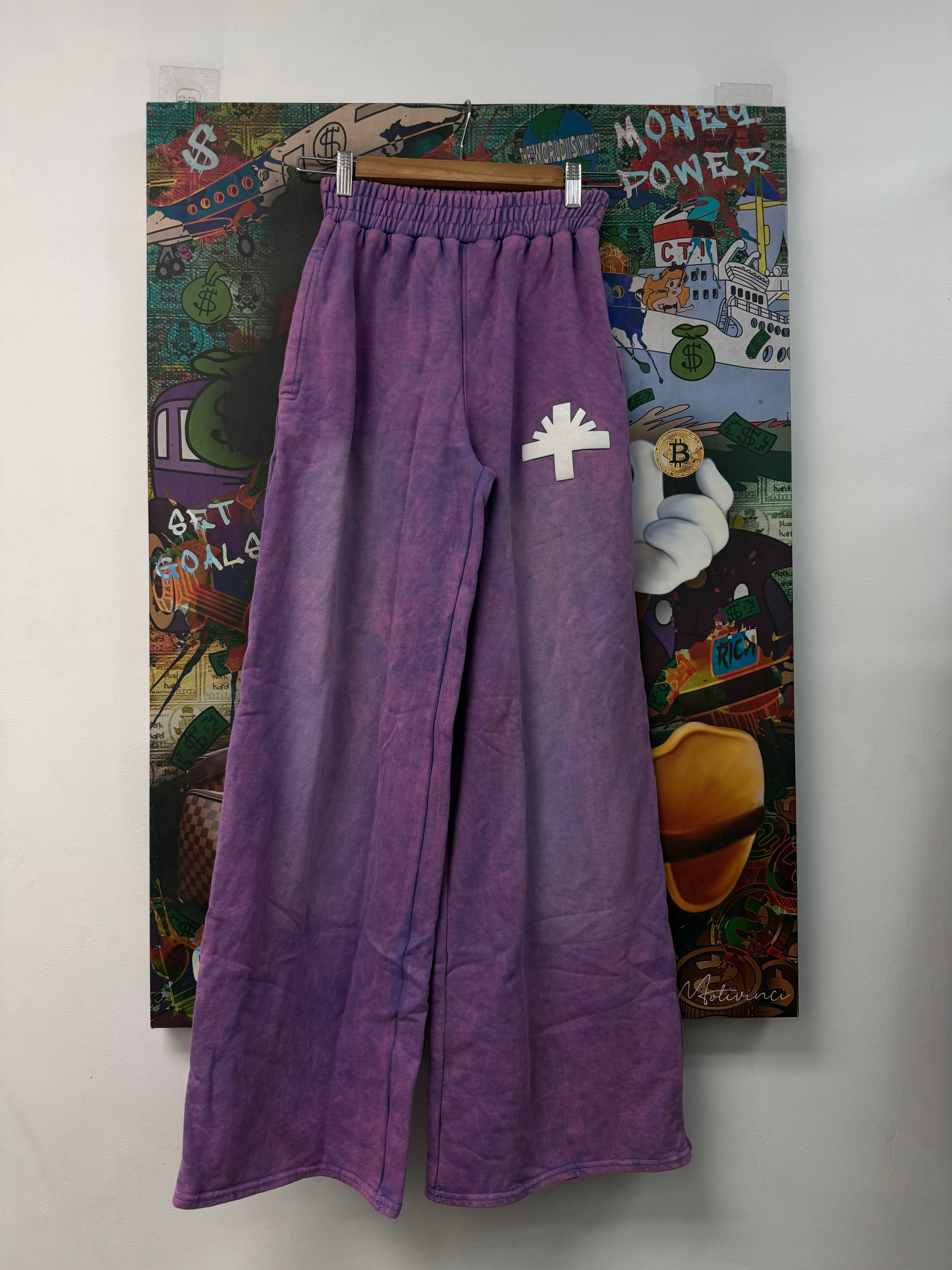 Vertabrae Purple Acid Wash Sweats