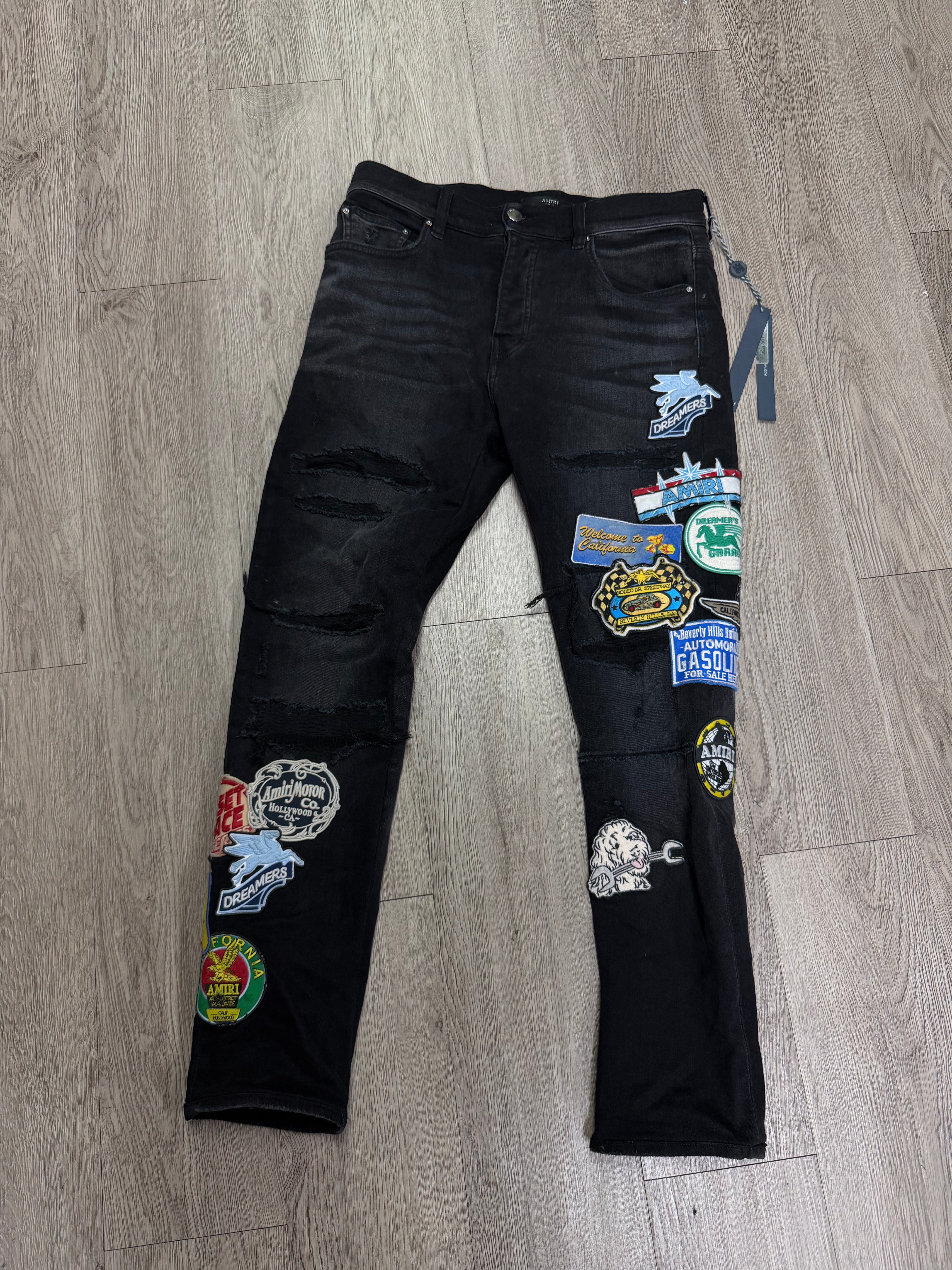Amiri Black Station Patchwork Jeans