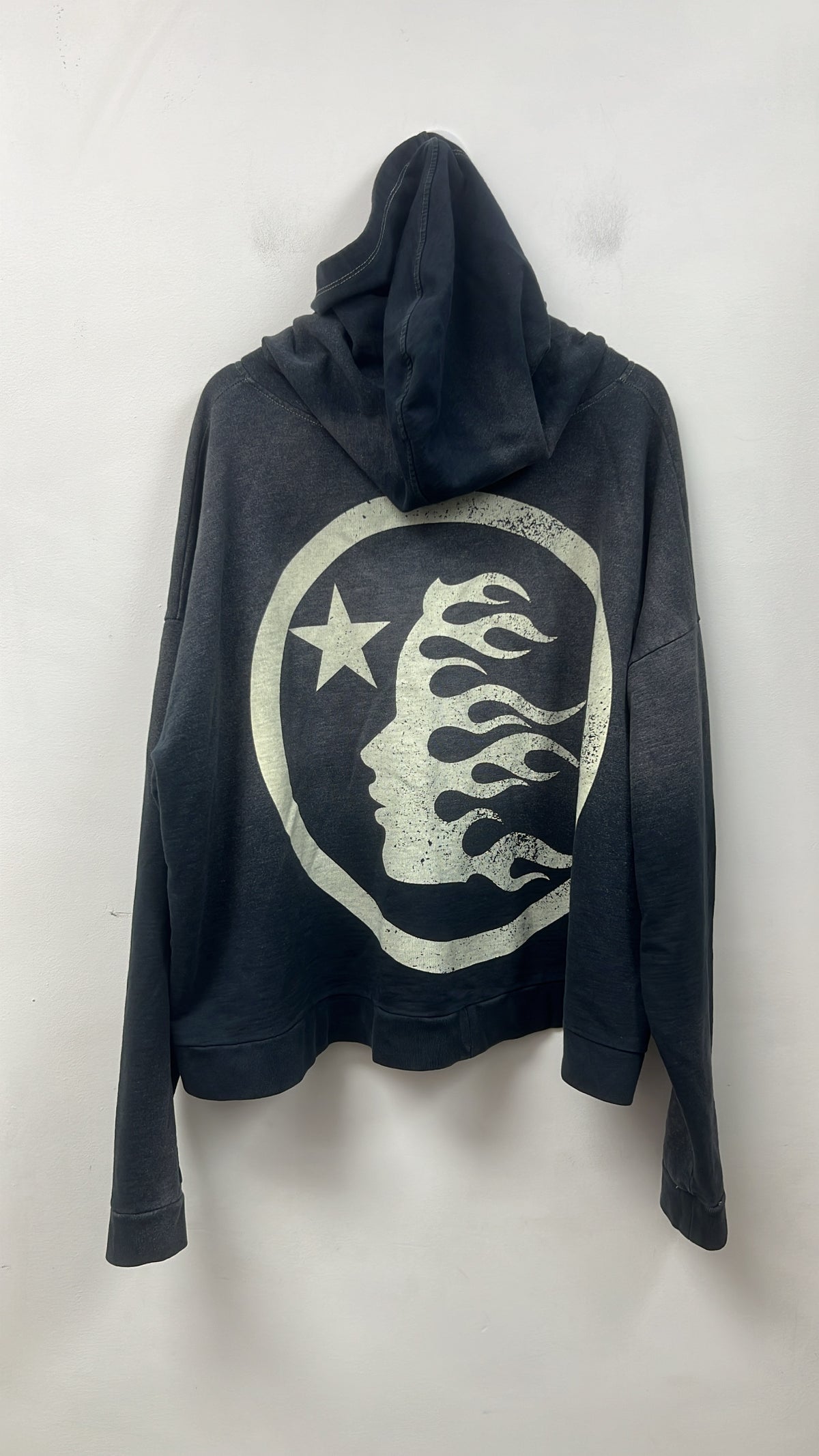 Hellstar Navy Fade Cropped Zip Up Hoodie