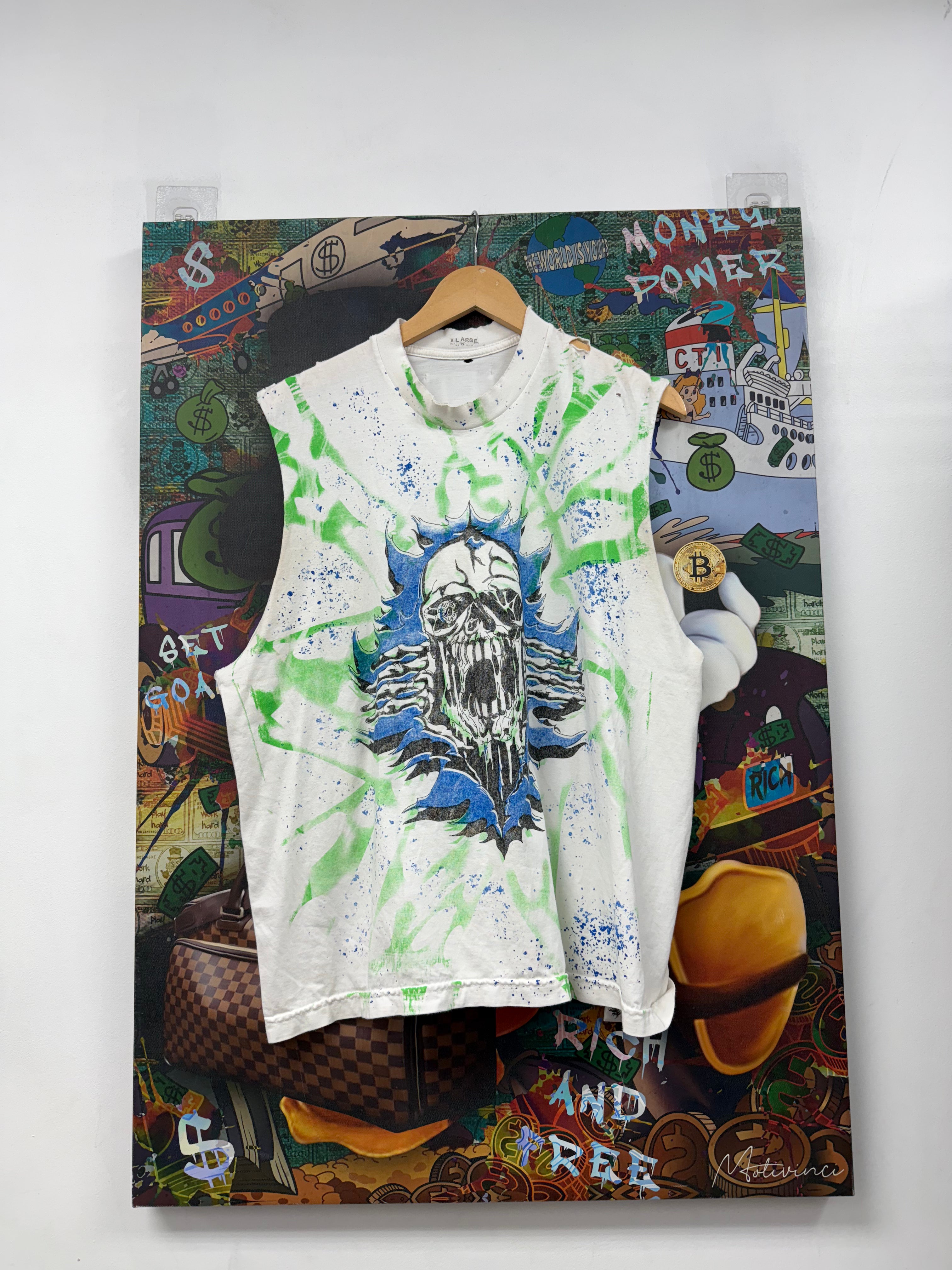 Bossi Blue Green Skull Sleeveless Tee