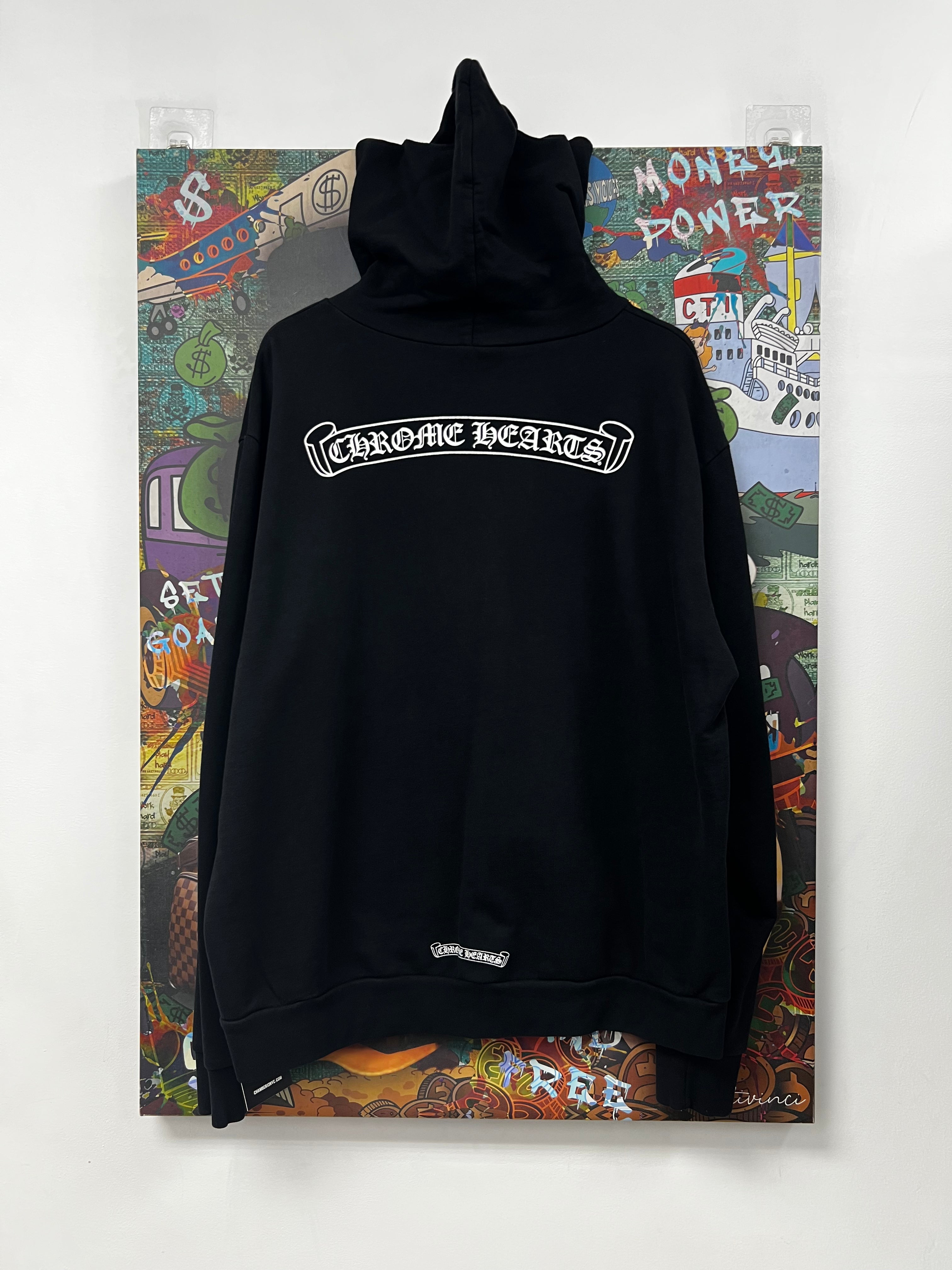 Chrome Hearts Black Scroll Logo Hoodie