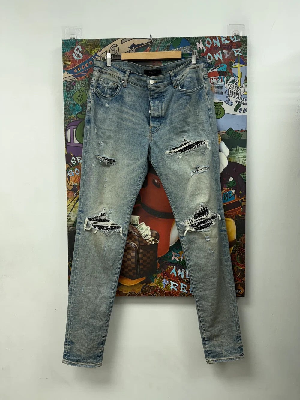 Amiri MX1 Paisley Light Wash & Black Jeans