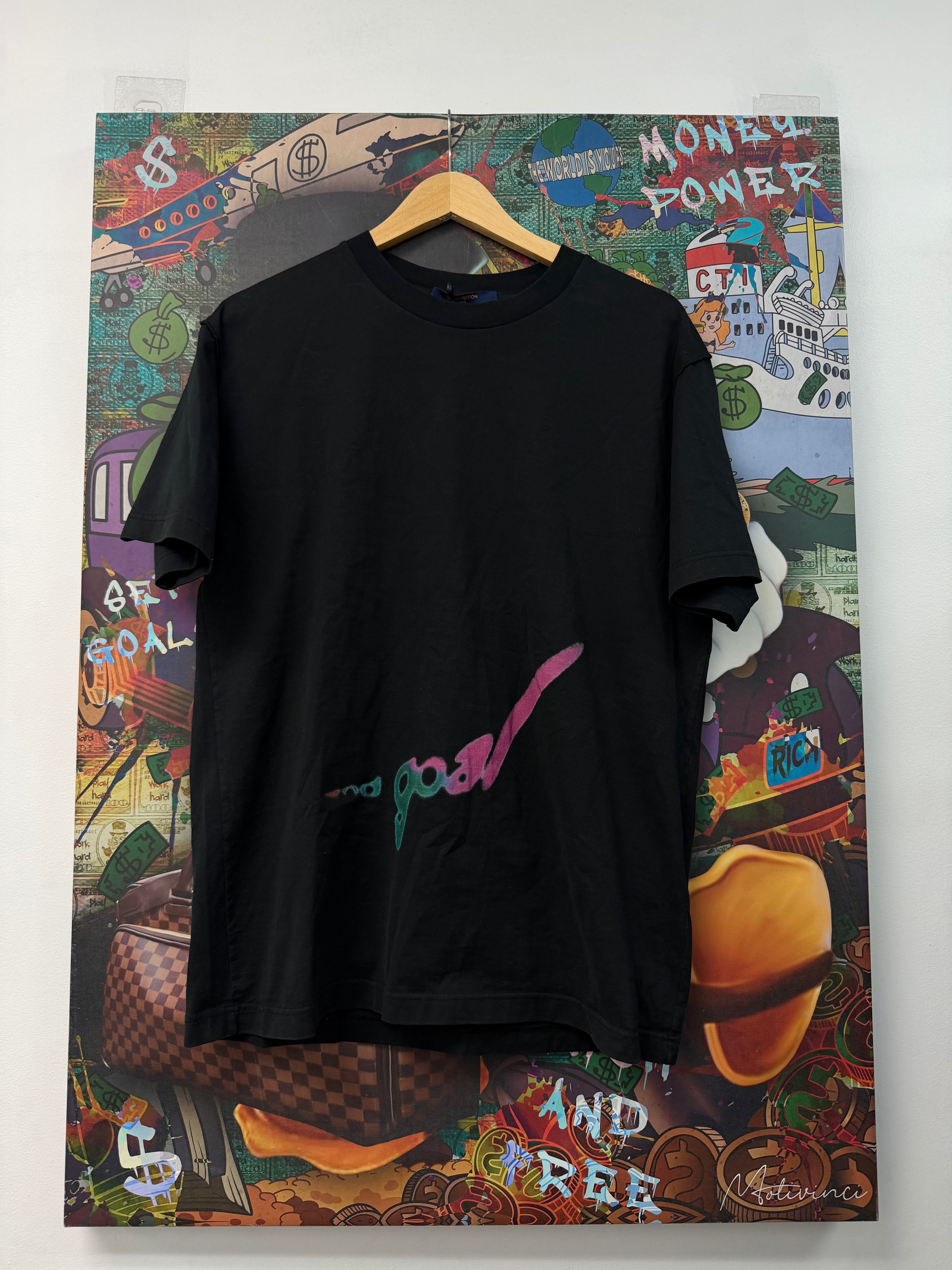 Louis Vuitton Black End Goal Pink Tee