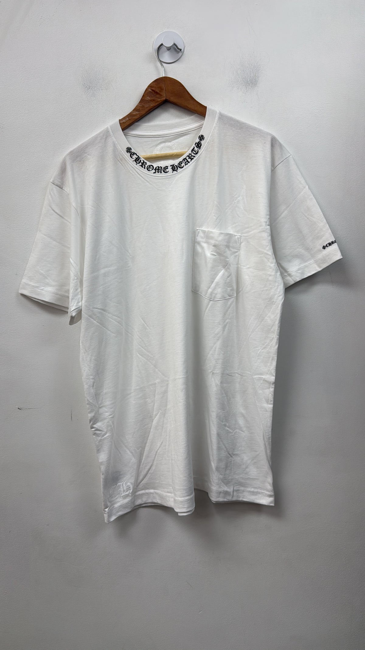 Chrome Hearts White Black Neck Logo Tee