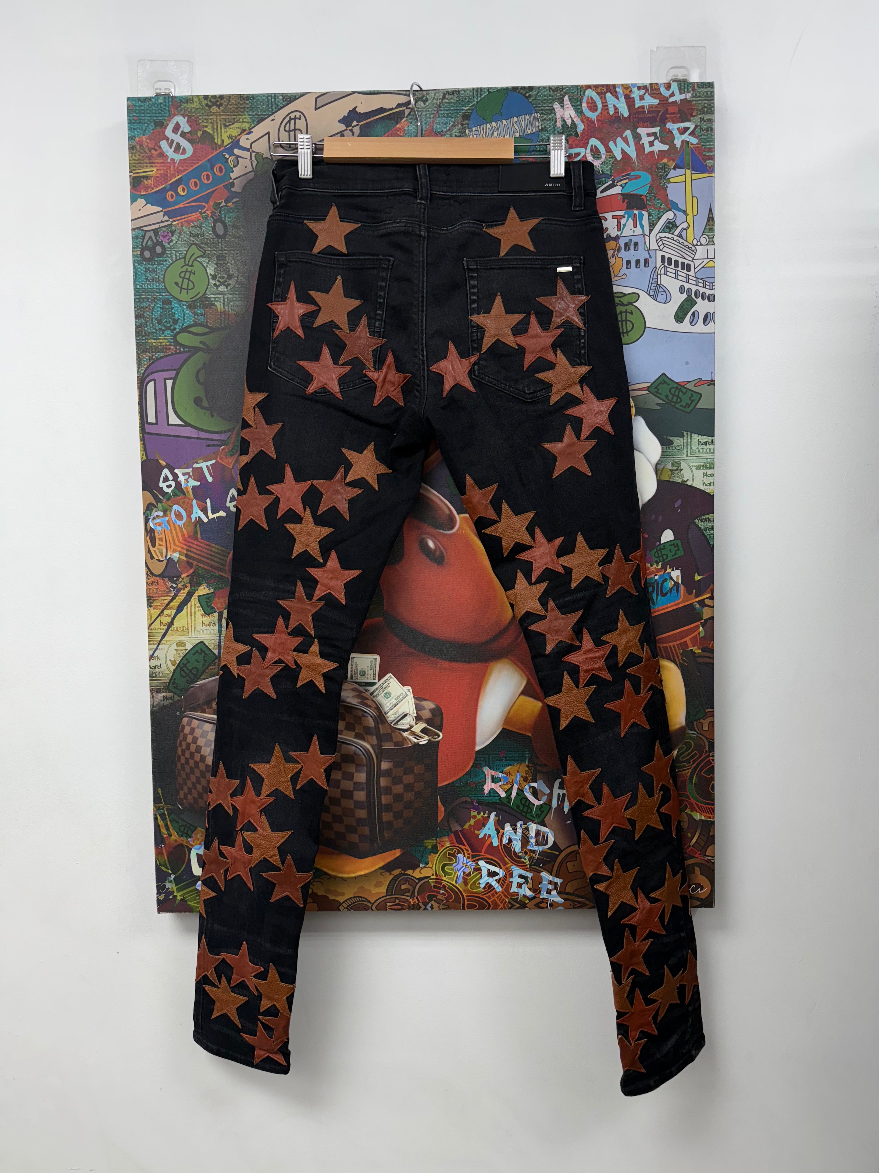 Amiri Black Wash Brown Chemist Stars Jeans