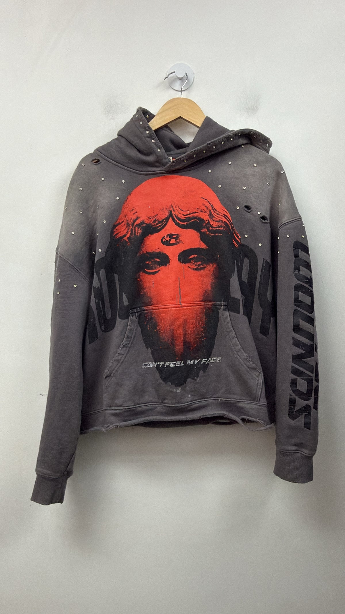Rough Play Grey Cant Feel My Face Hoodie