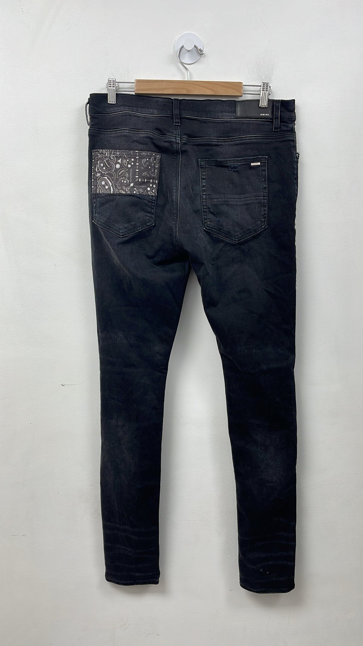 Amiri Black Cream Bandana Patchwork Jeans