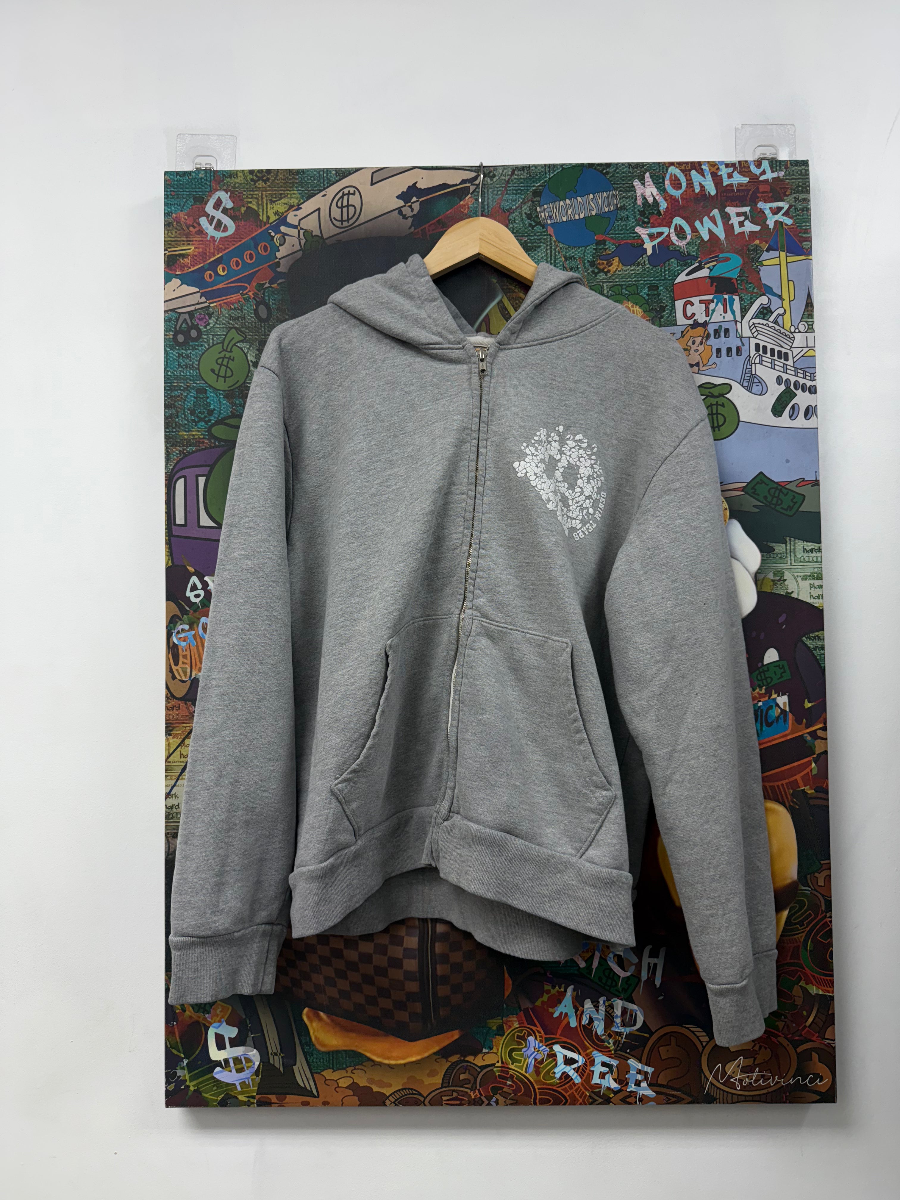 Denim Tears Grey White University Zip Up