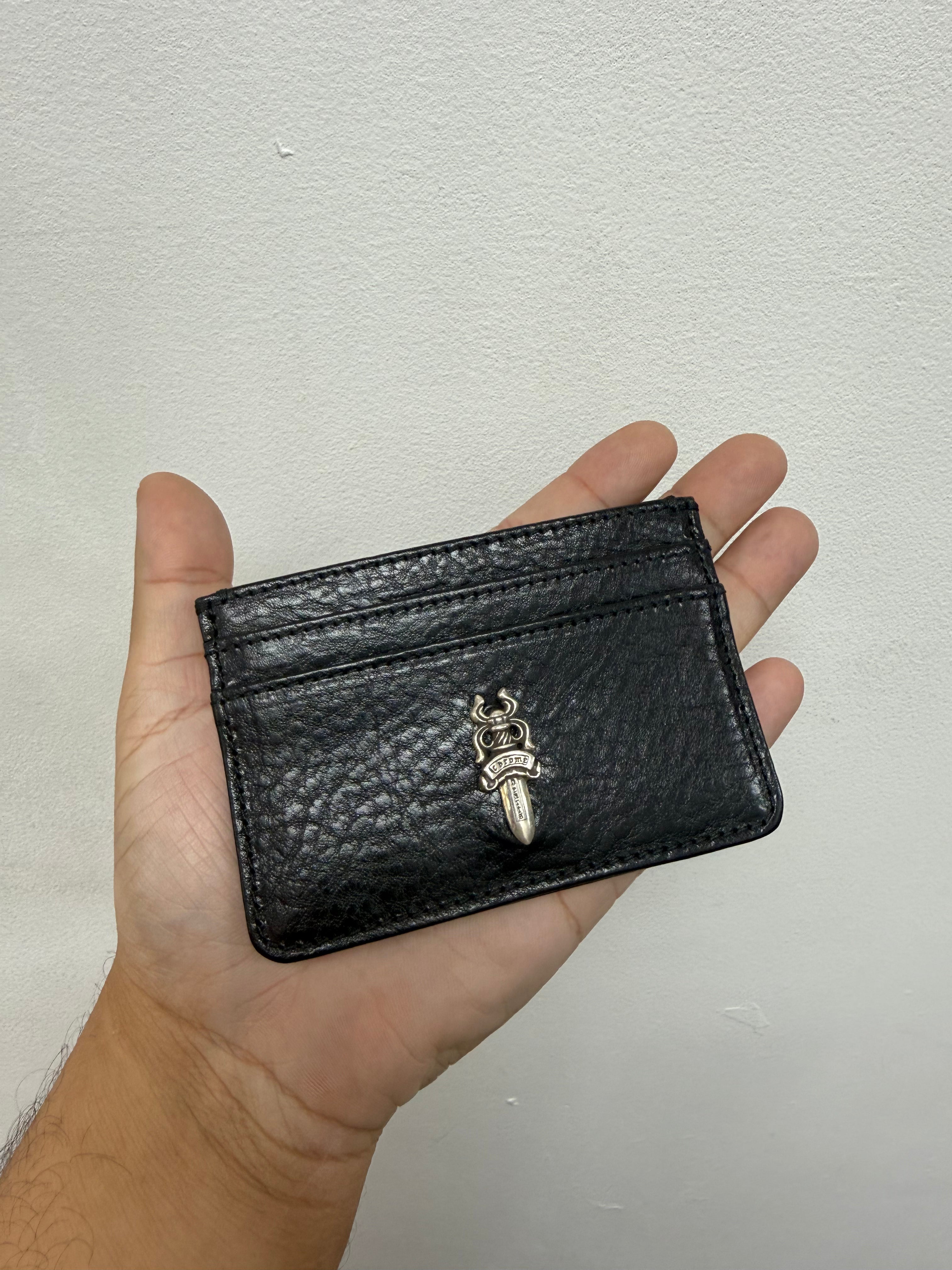 Chrome Hearts Black Leather Dagger Card Holder Wallet