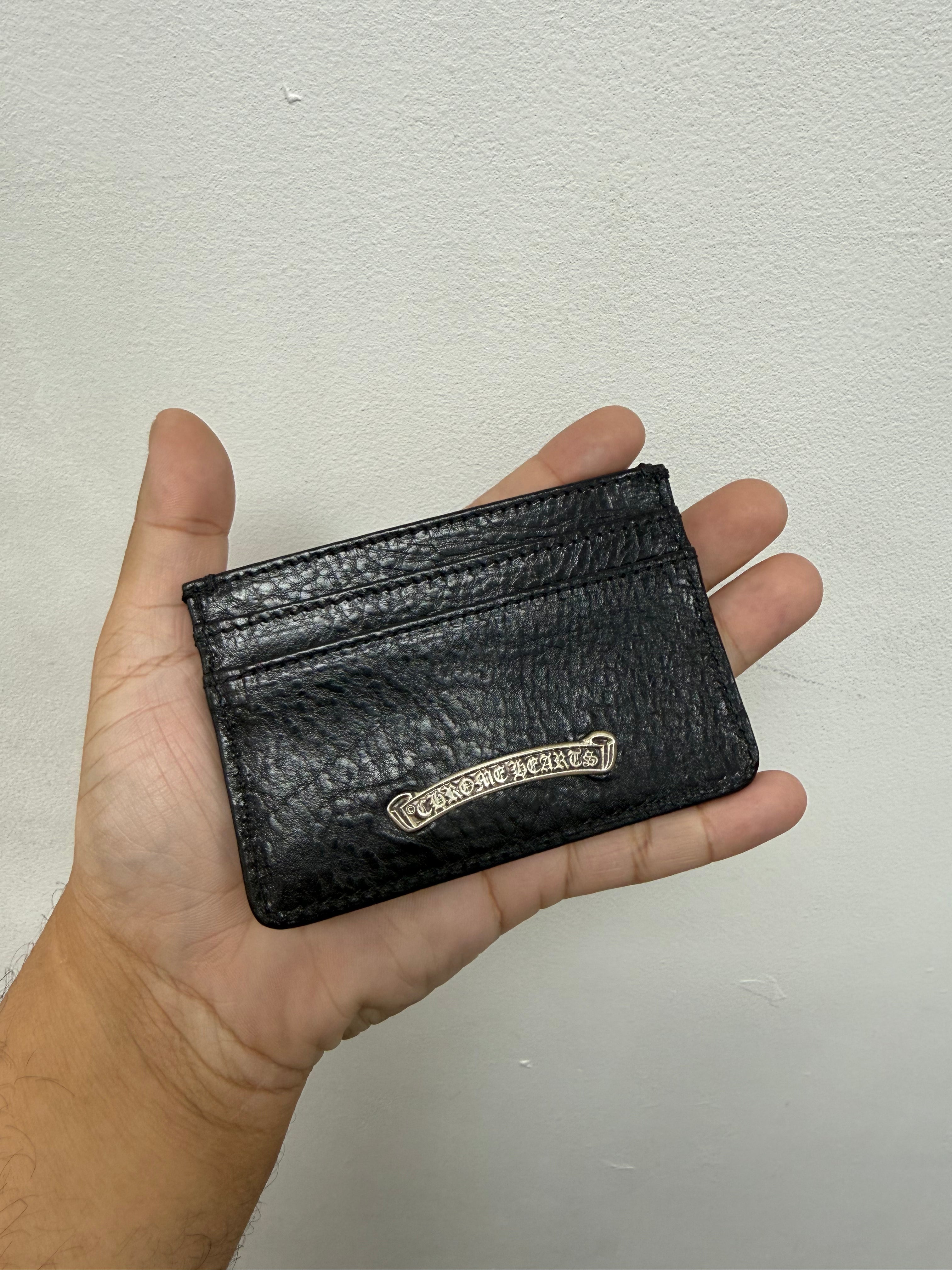 Chrome Hearts Black Leather Dagger Card Holder Wallet