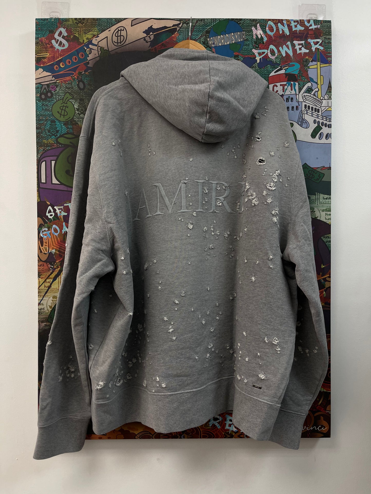 Amiri Shotgun Embroidered Grey Hoodie