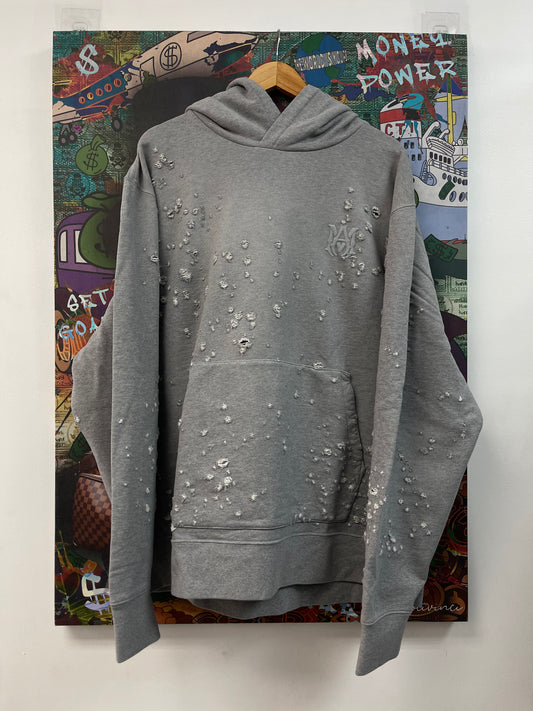 Amiri Shotgun Embroidered Grey Hoodie