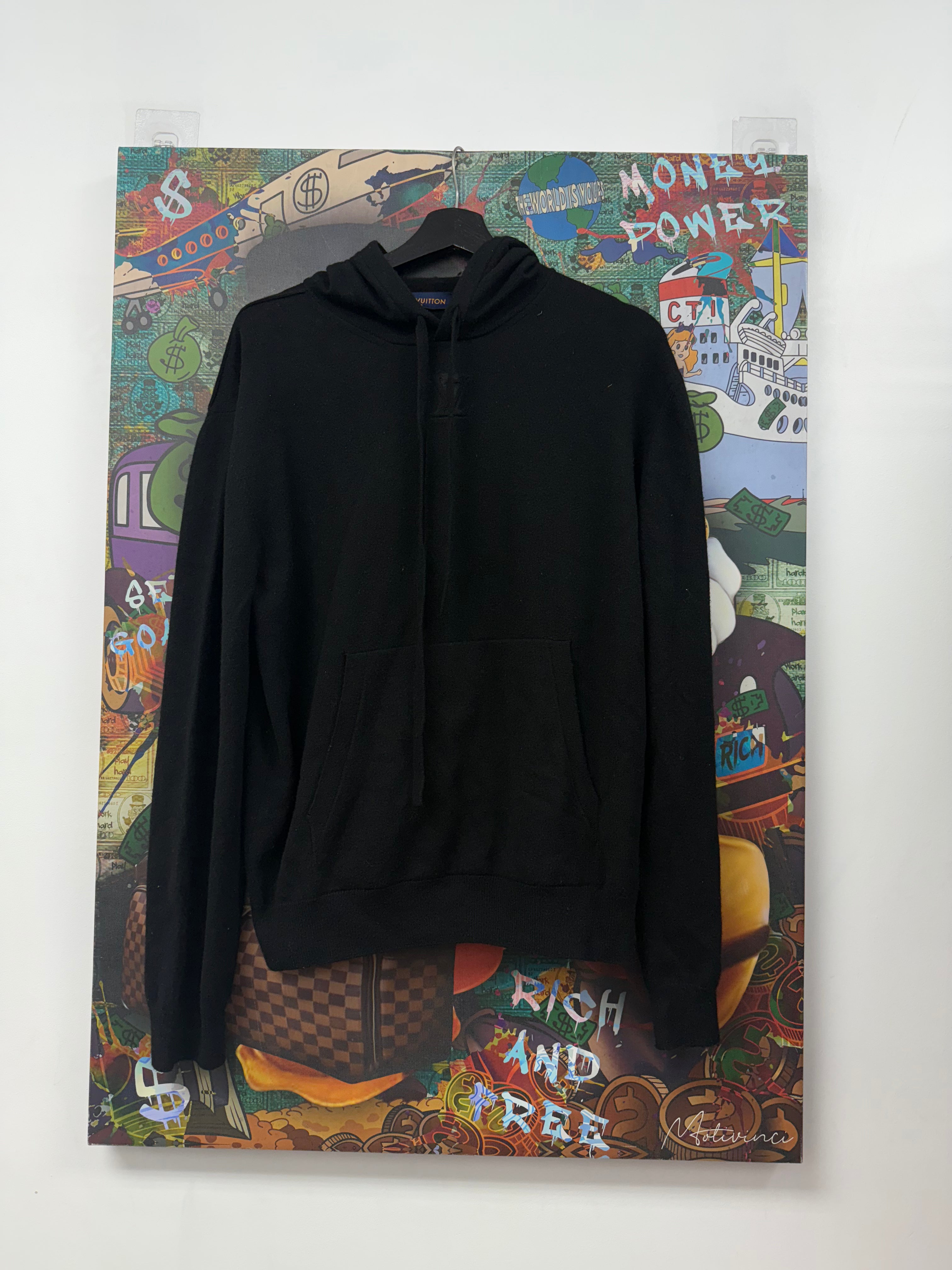 Louis Vuitton Black Cashmere Embossed Logo Hoodie