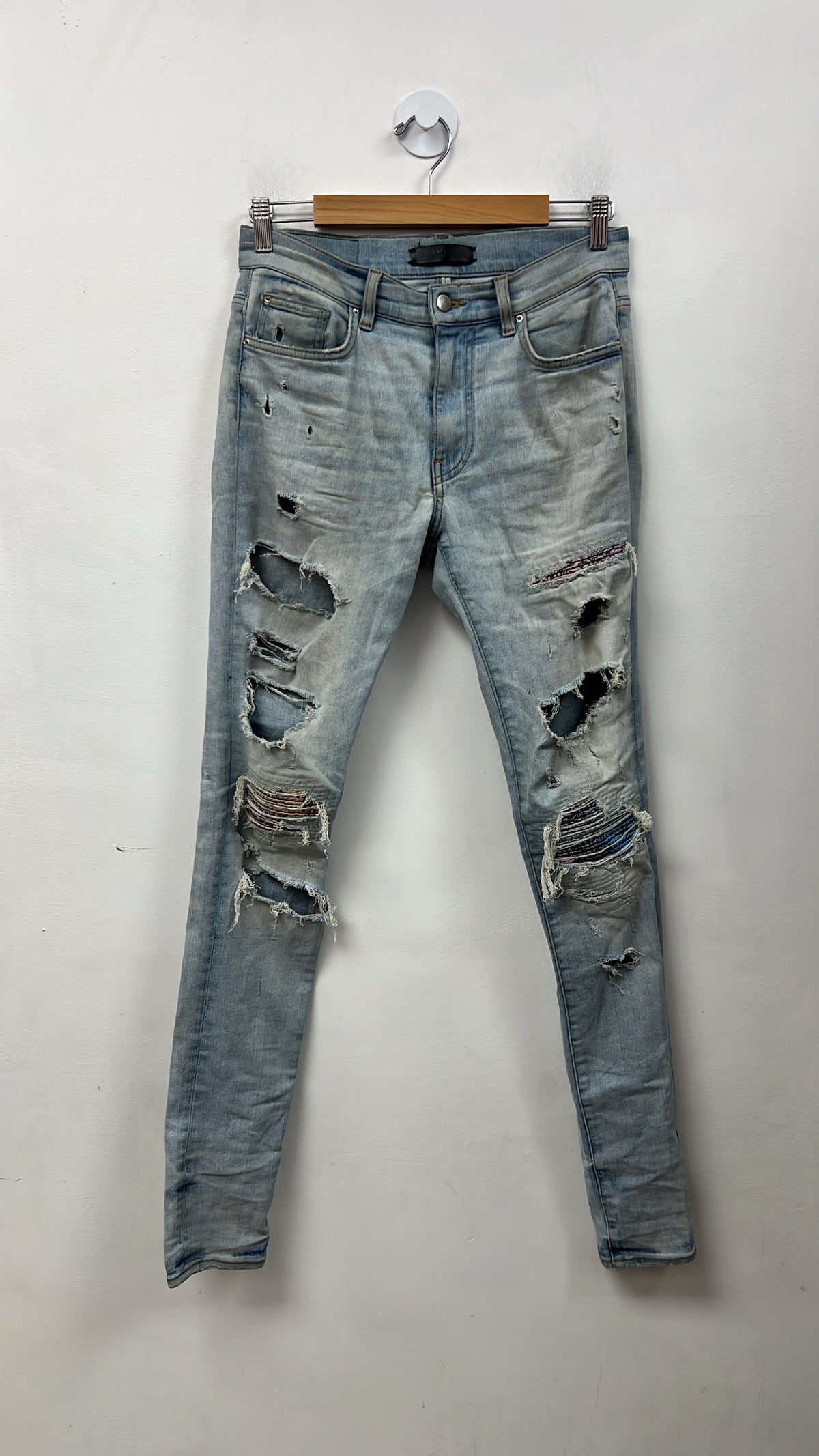Amiri MX1 Light Wash Tie Dye Paisley Patch (Altered) Jeans