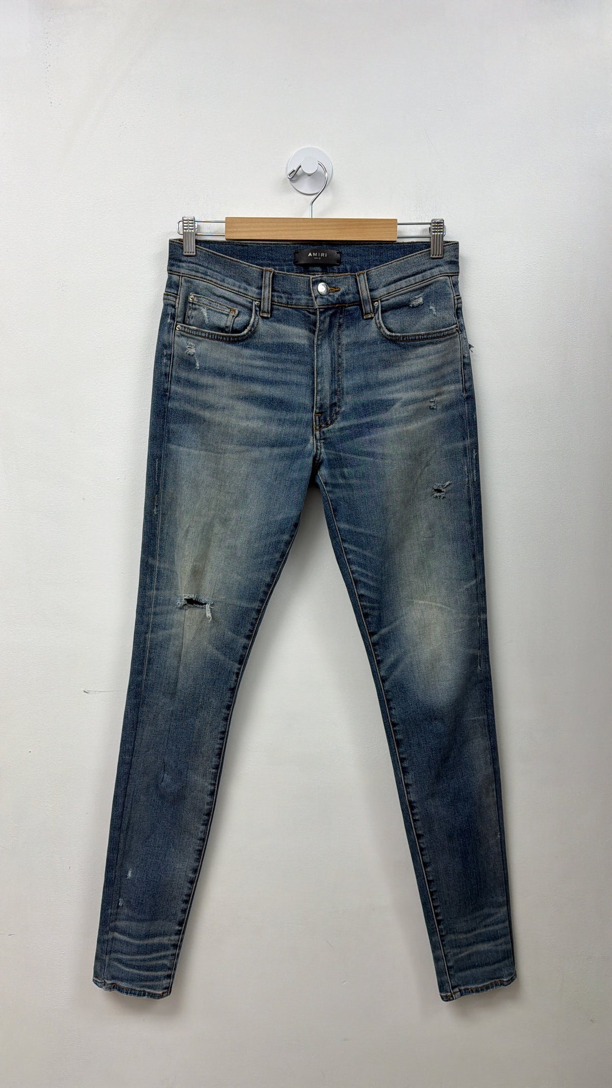 Amiri Indigo Knee Rip (Zipper) Jeans