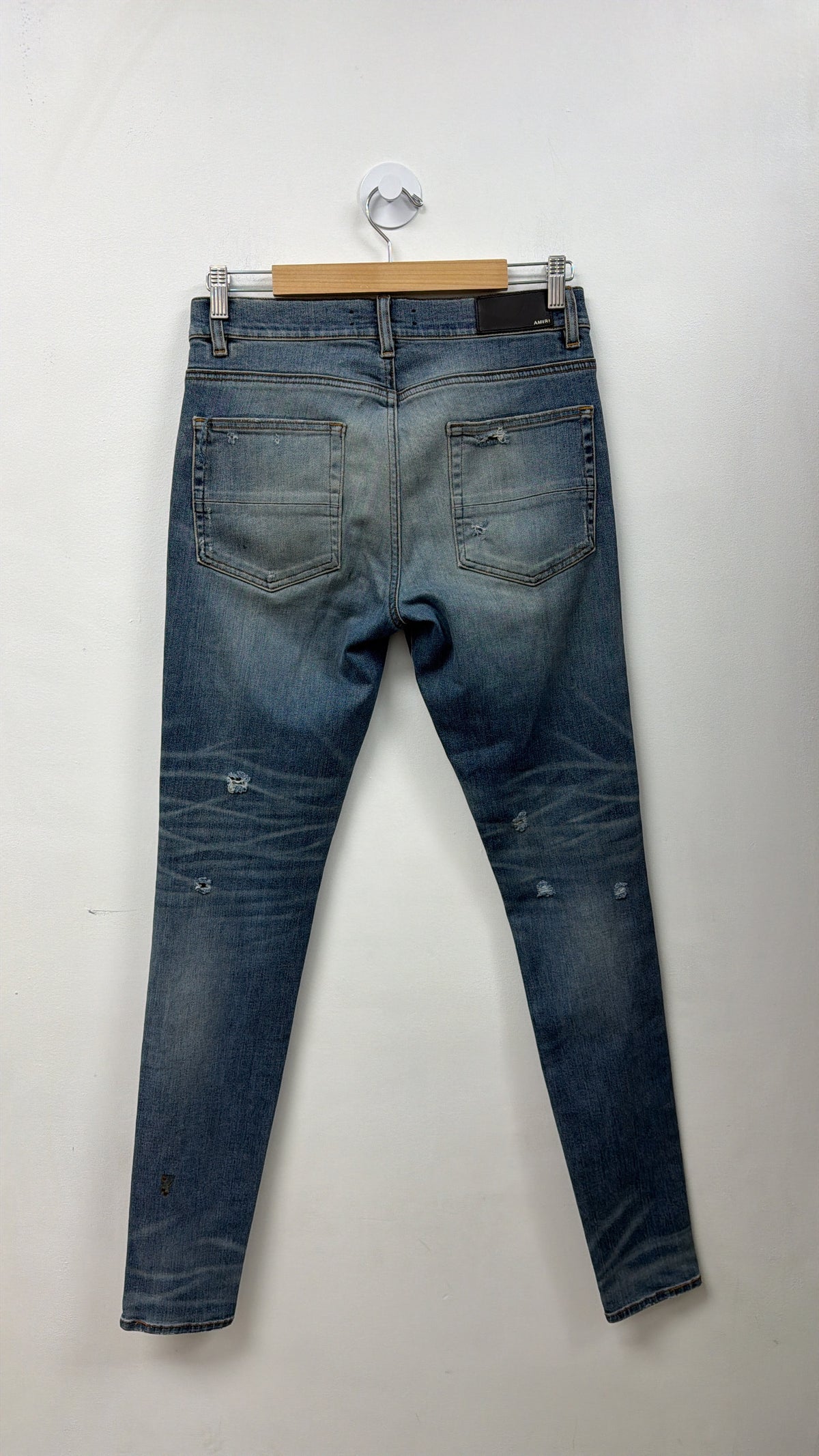 Amiri Indigo Knee Rip (Zipper) Jeans