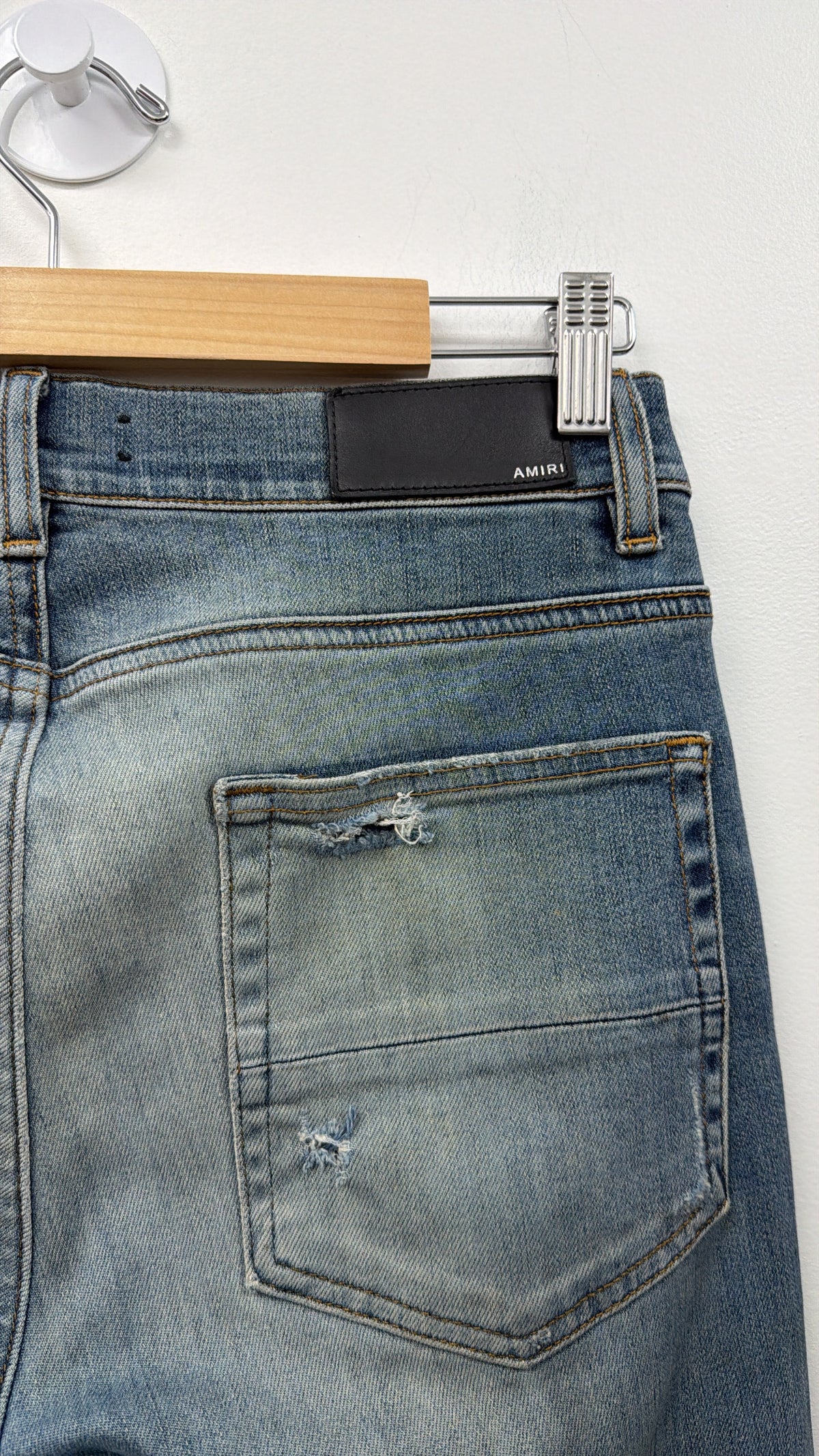 Amiri Indigo Knee Rip (Zipper) Jeans