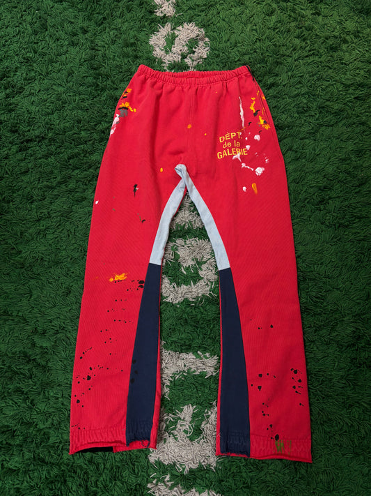 Gallery Dept Red Paint Splatter Flare Sweats  New With Tags