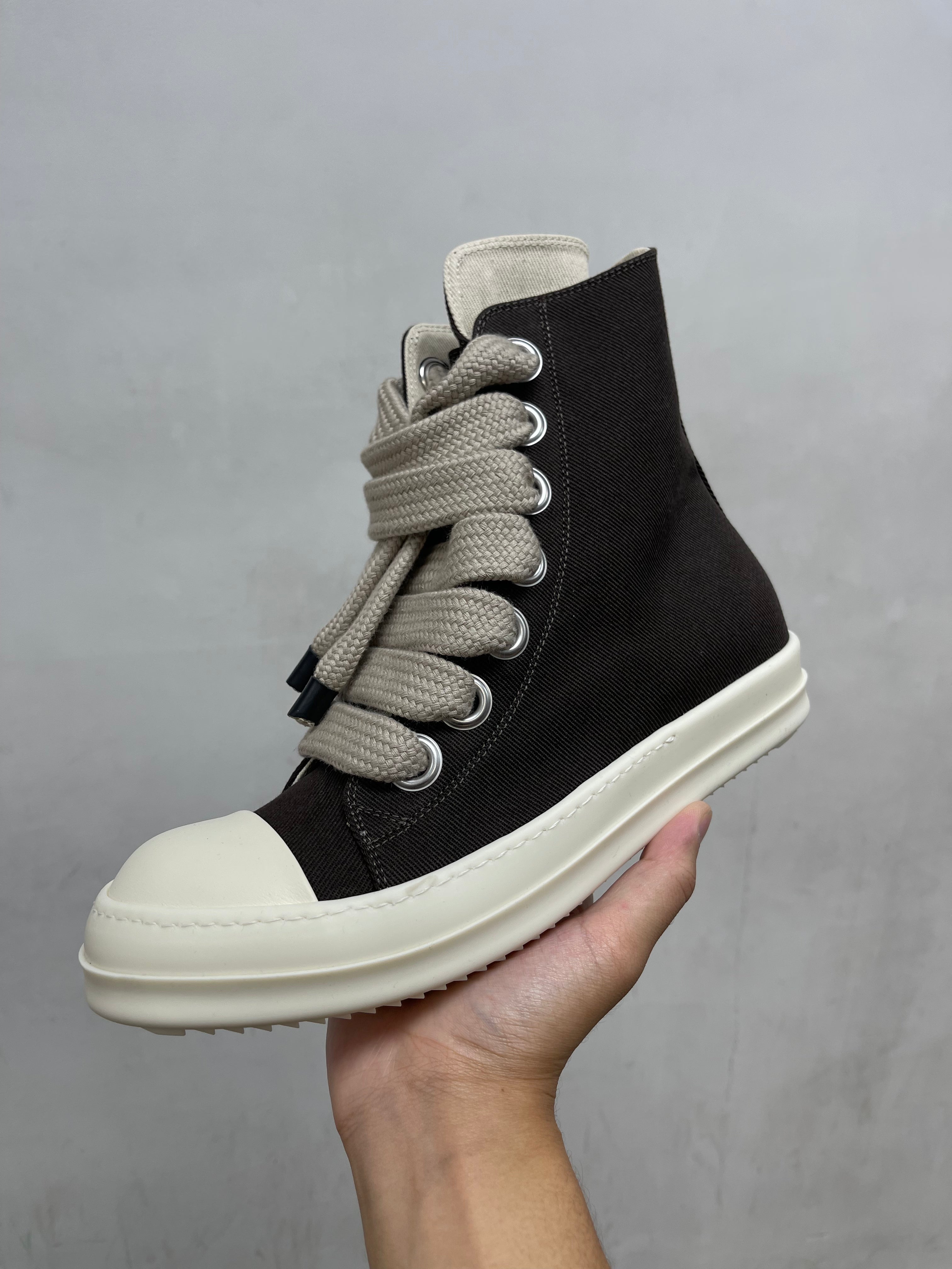 Rick Owens DRKSHDWS High Top Jumbolace Dark Dust Milk Sneakers
