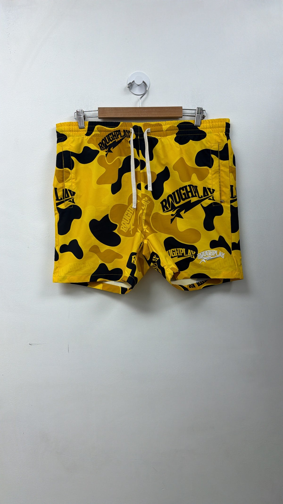 Roughplay Yellow Black Camo Swim Trunks