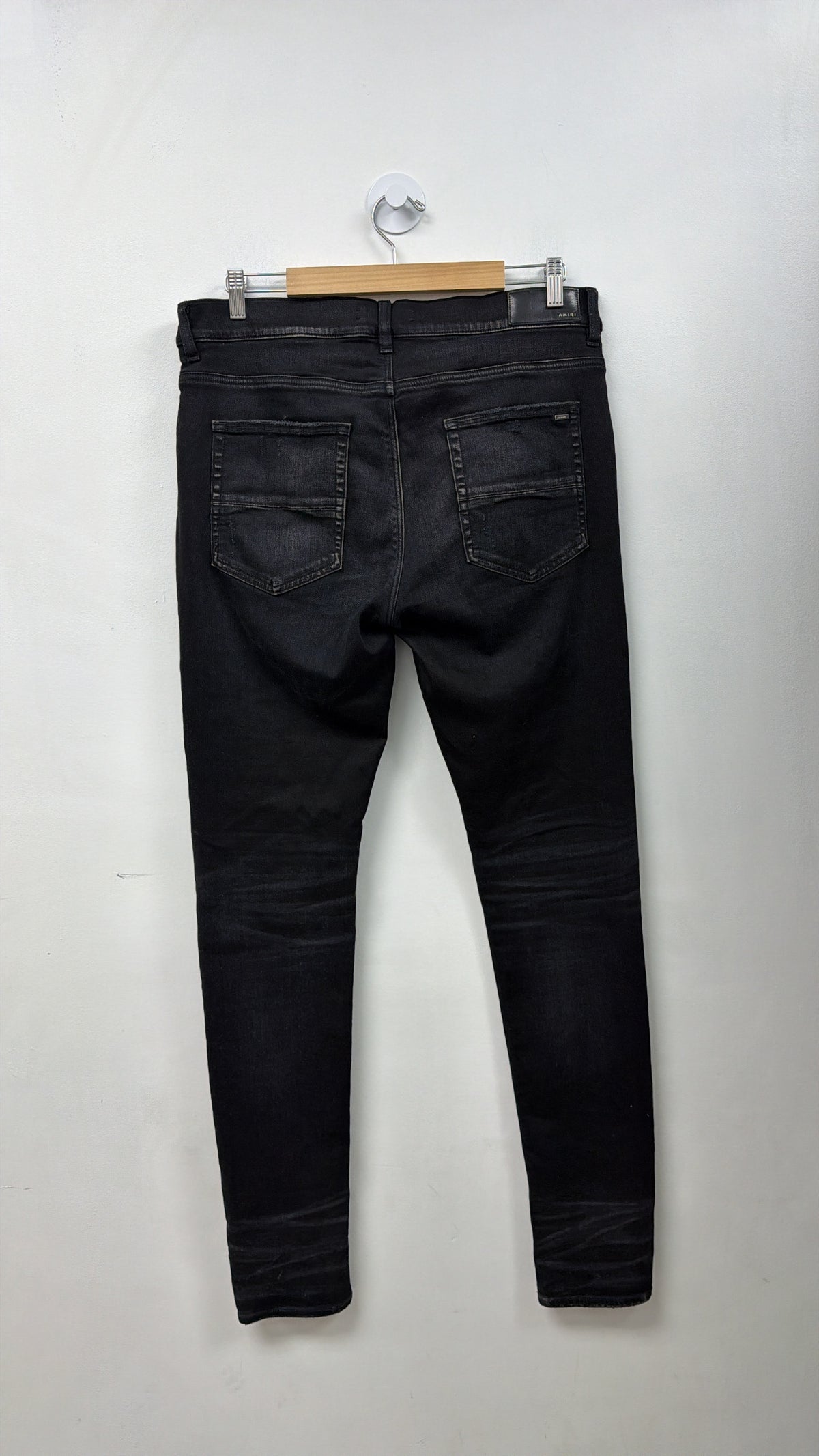 Amiri MX1 Black Wash Leathe Camo Patch Jeans