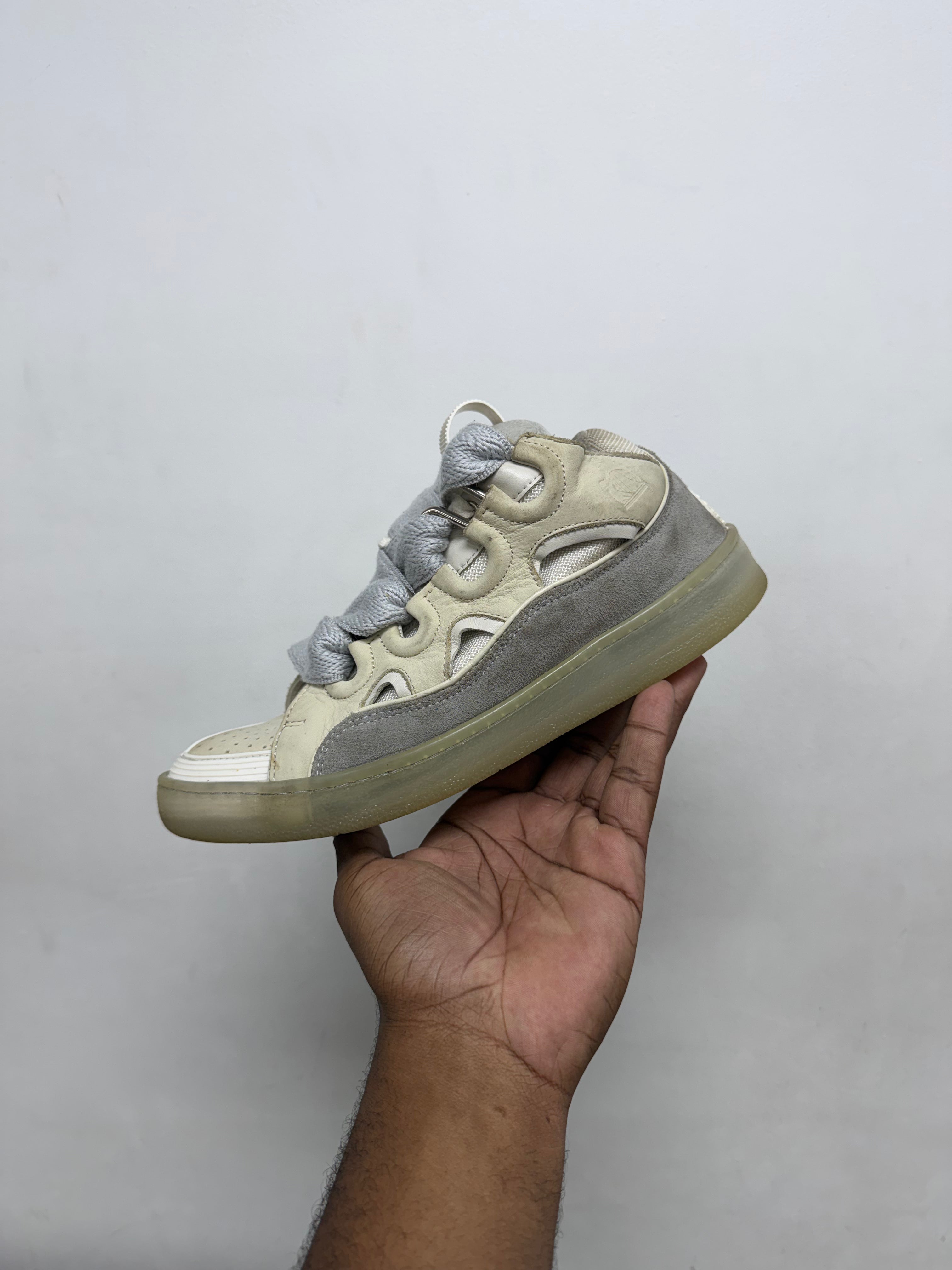 Lanvin White Grey Curb Sneakers