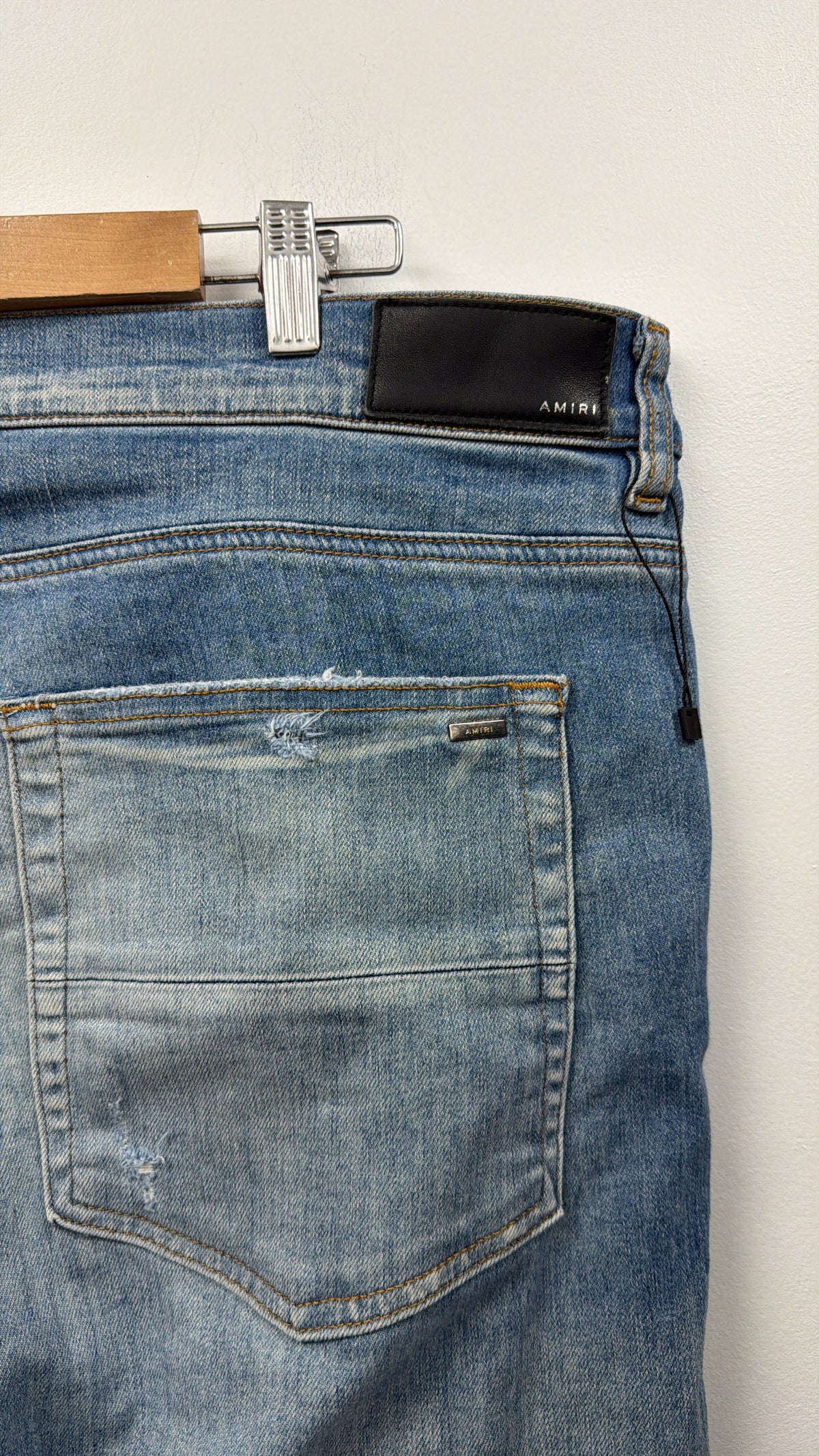 Amiri MX1 Light Wash Red Patch (Altered & Repaired) Jeans