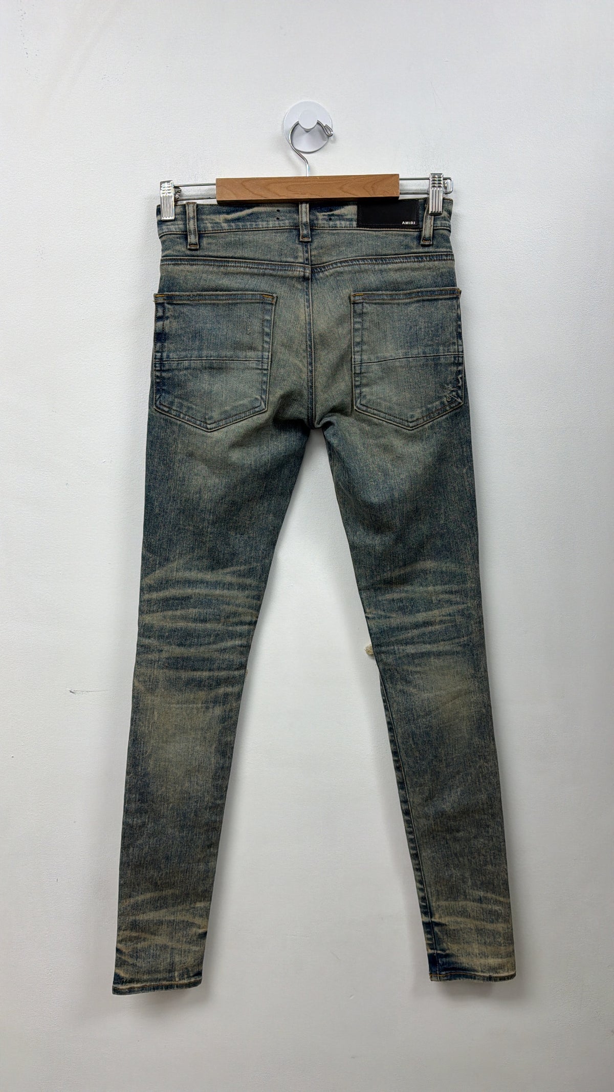 Amiri MX1 Vintage Wash Dark Navy Bandana Patch Jeans