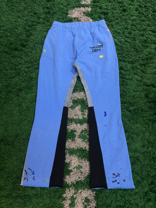 Gallery Dept Blue Paint Splatter Flare Sweats  New With Tags