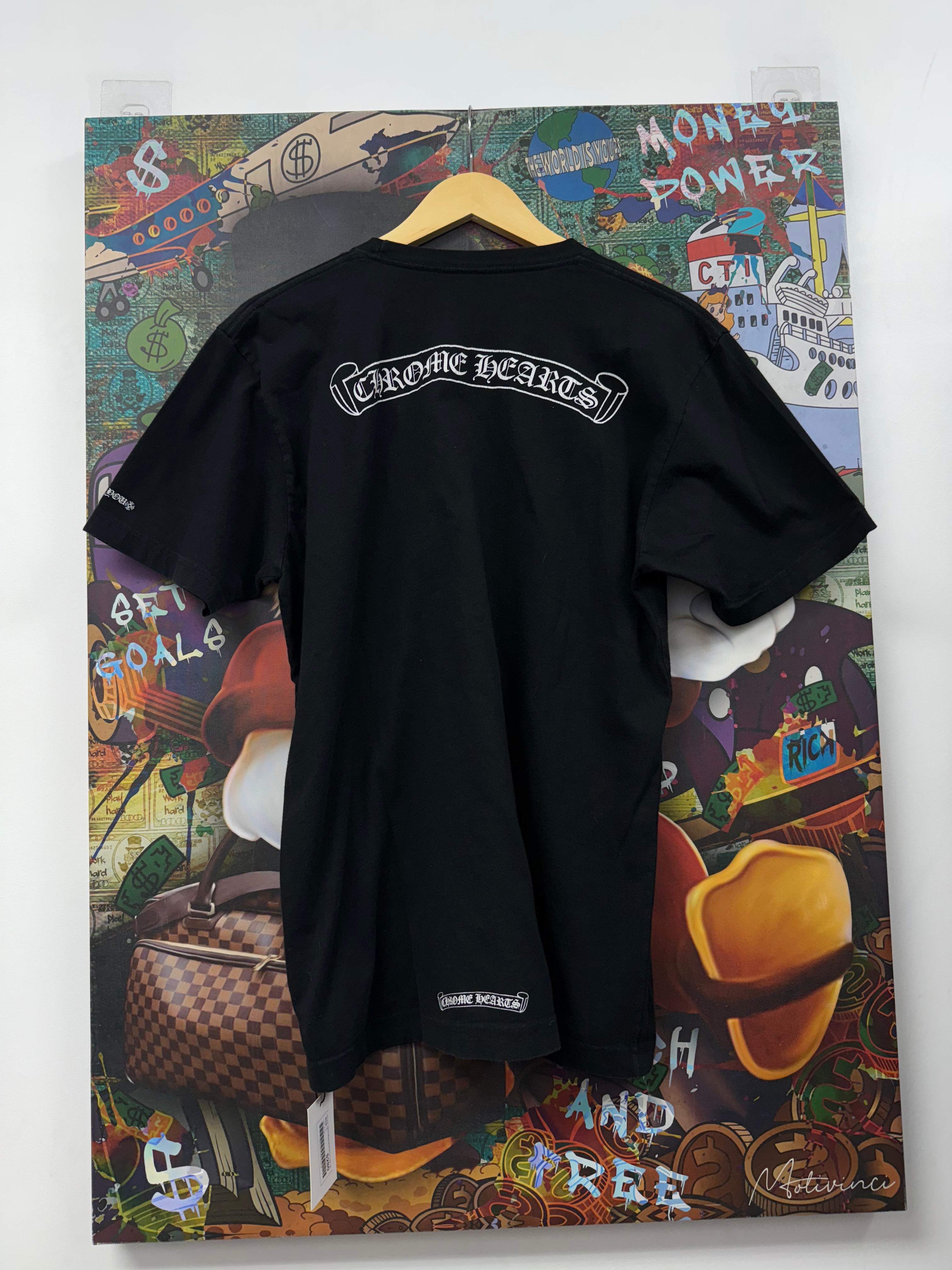 Chrome  Hearts Black White Scroll Logo Tee