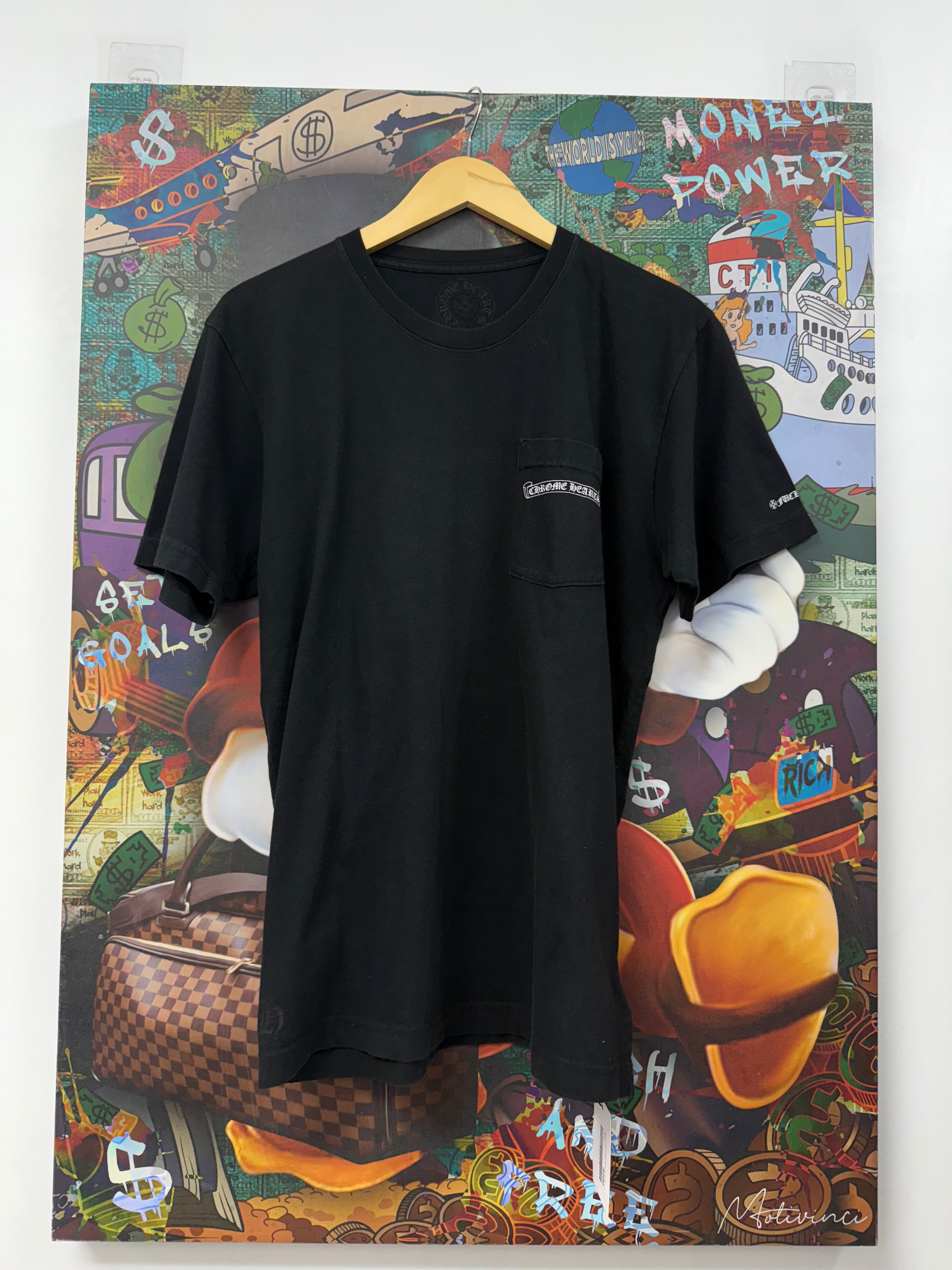 Chrome  Hearts Black White Scroll Logo Tee