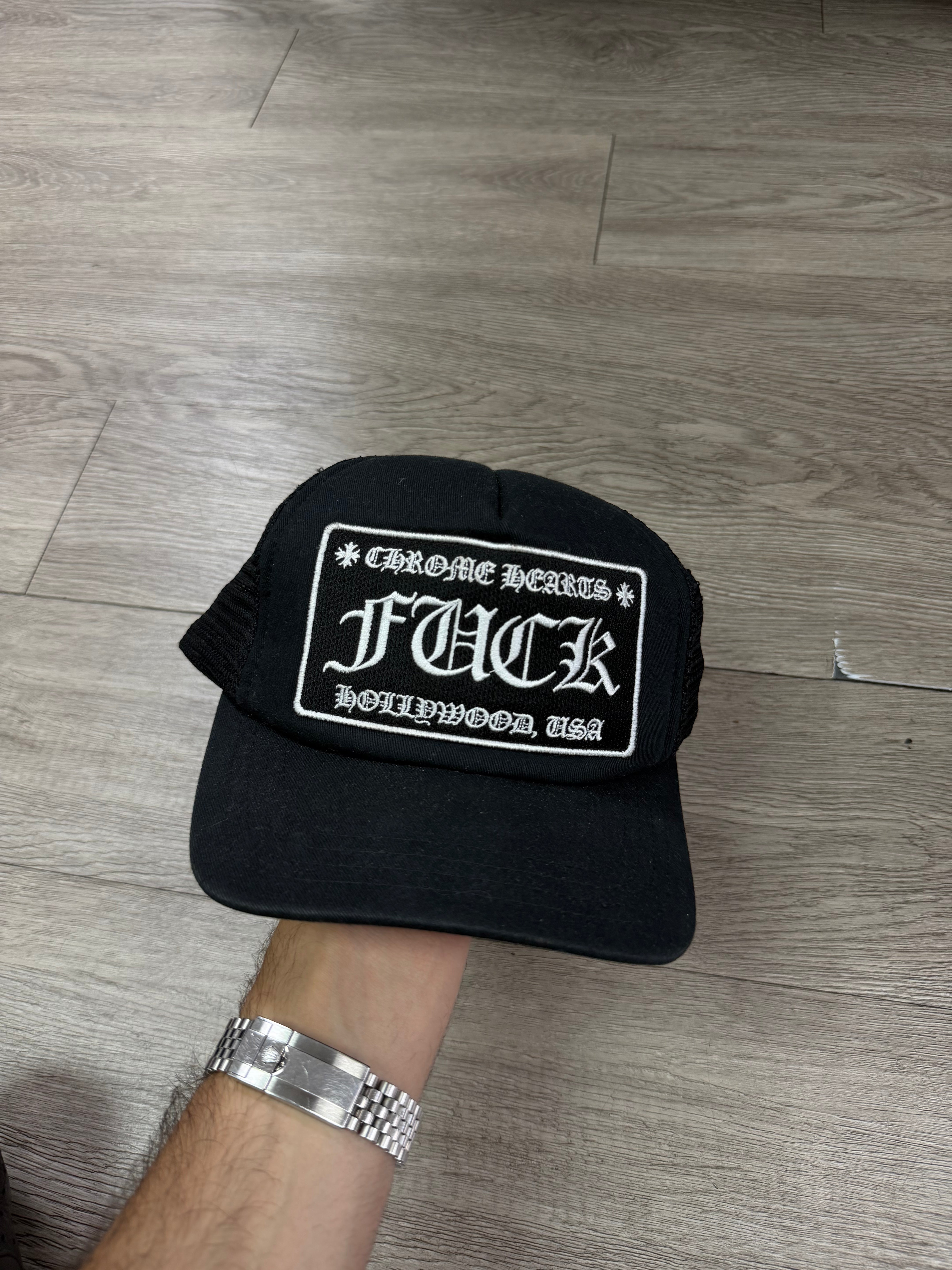 Chrome Hearts Black FUCK Trucker Hat