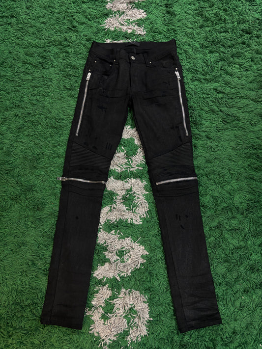 Amiri MX2 Black Black Patch Wax Jeans Lightly Worn