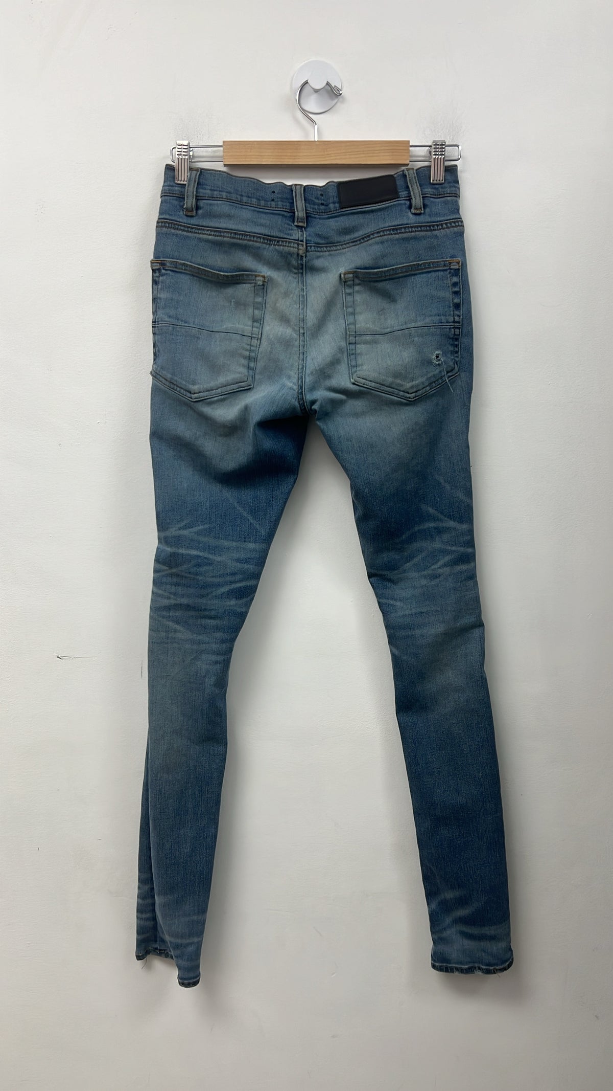 Amiri MX1 Light Wash Black Patch (Repaired Crotch) Jeans