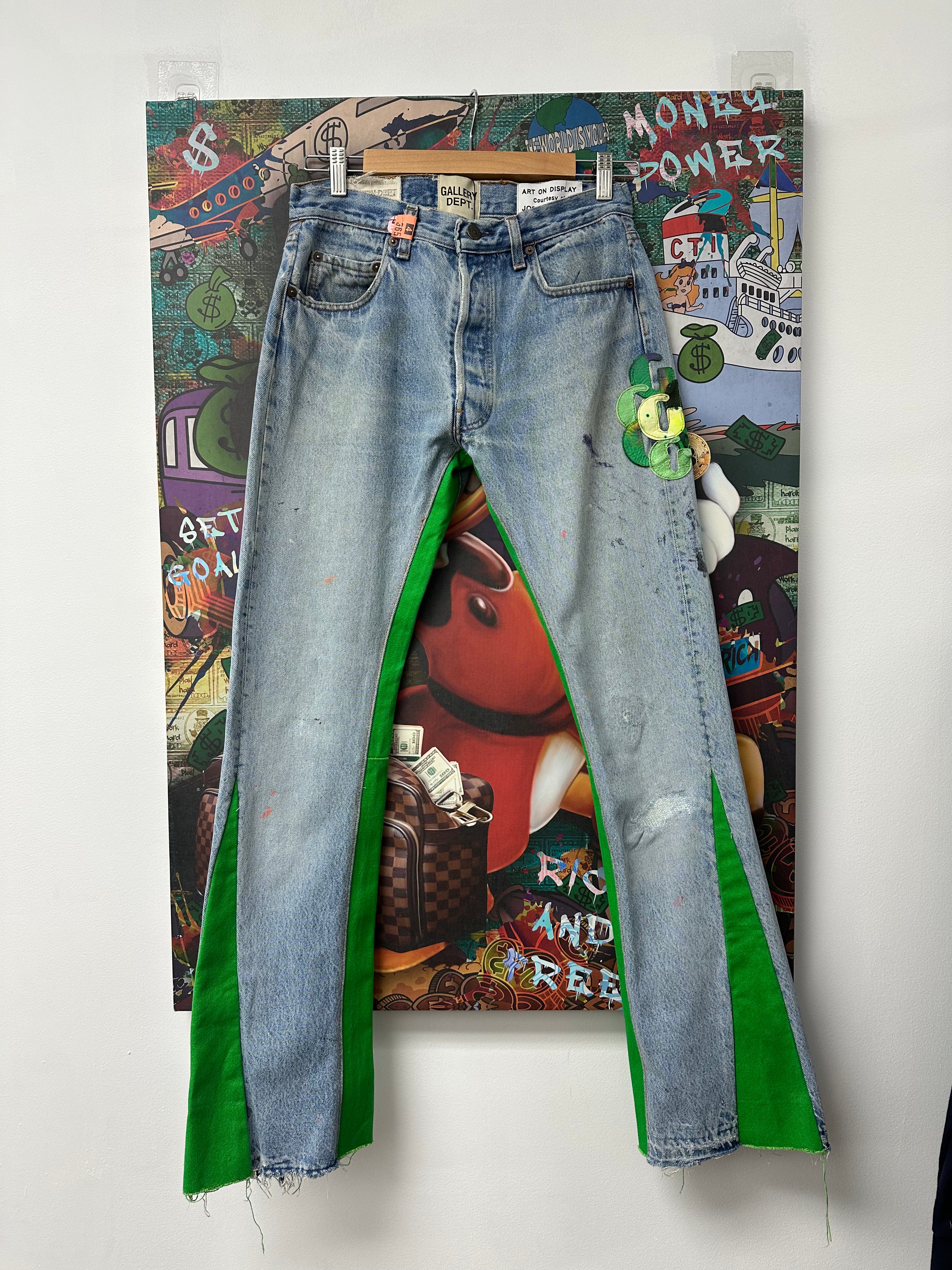 Gallery Dept Light Wash Green G Patch Jeans Used 31