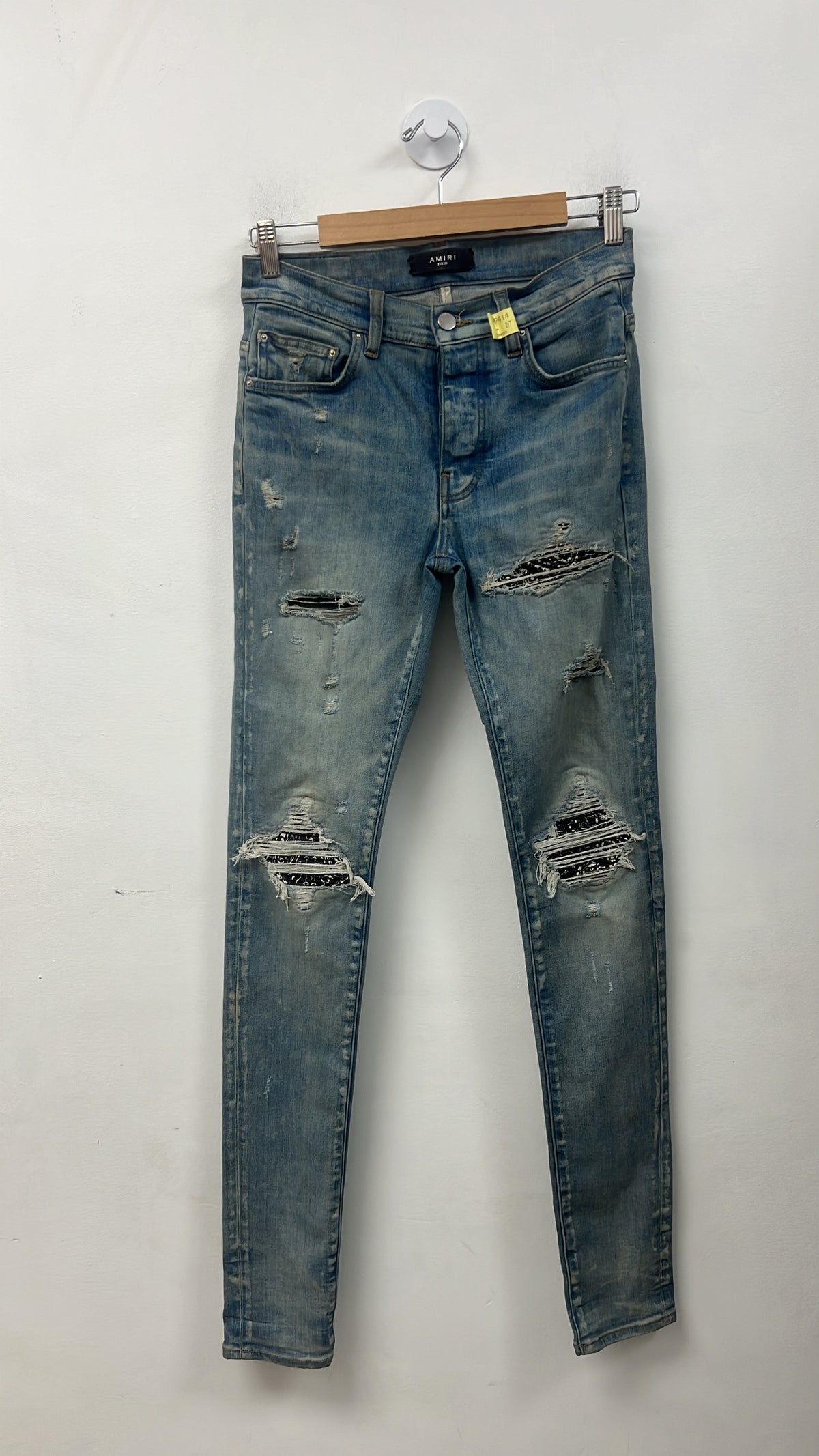 Amiri MX1 Light Wash Black Paisley Jeans
