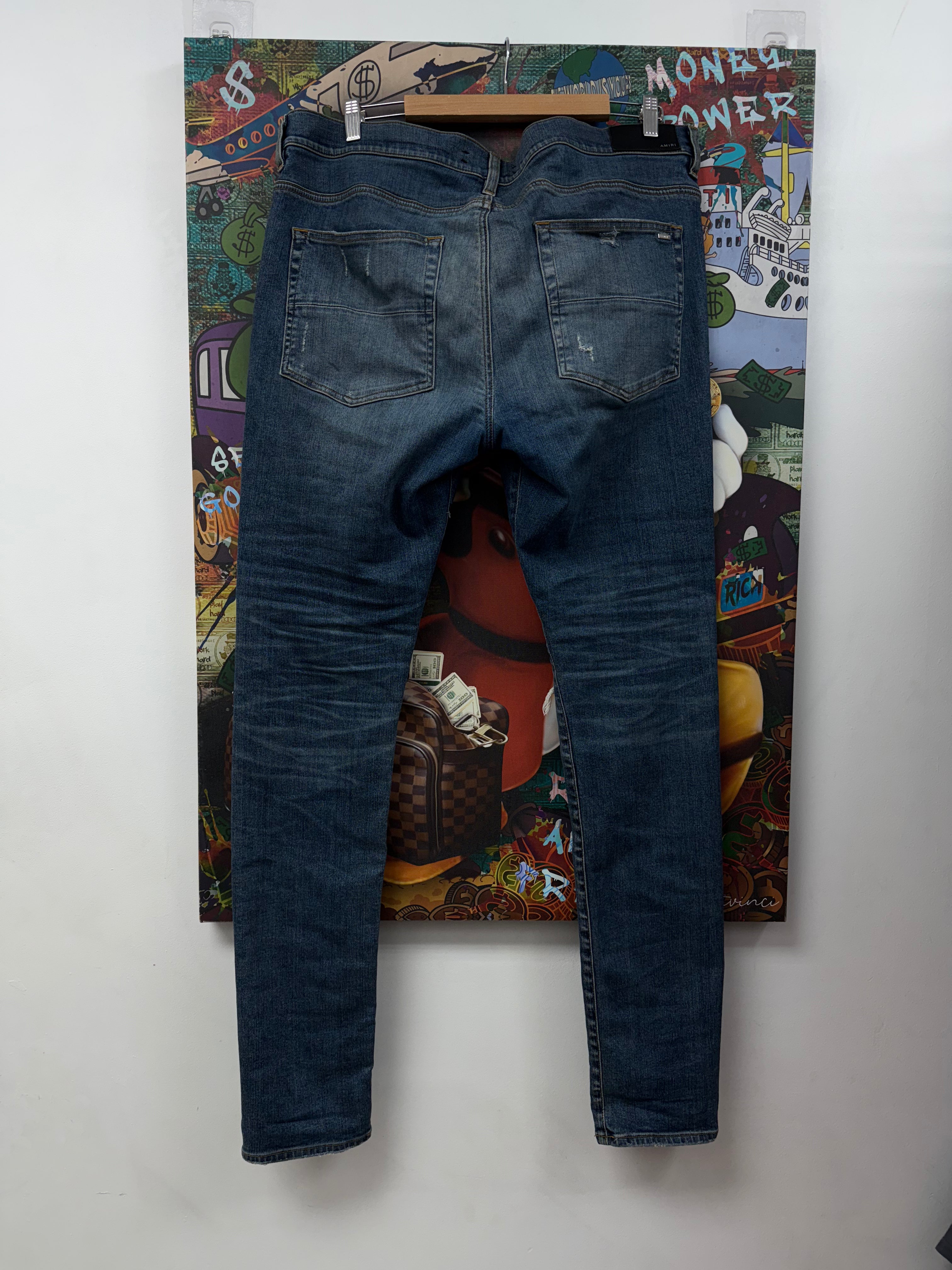 Amiri MX1 Deep Classic Green Plaid Patch Jeans