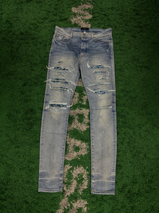 Amiri Jeans Pajama Paisley Thrasher Patch Used 34