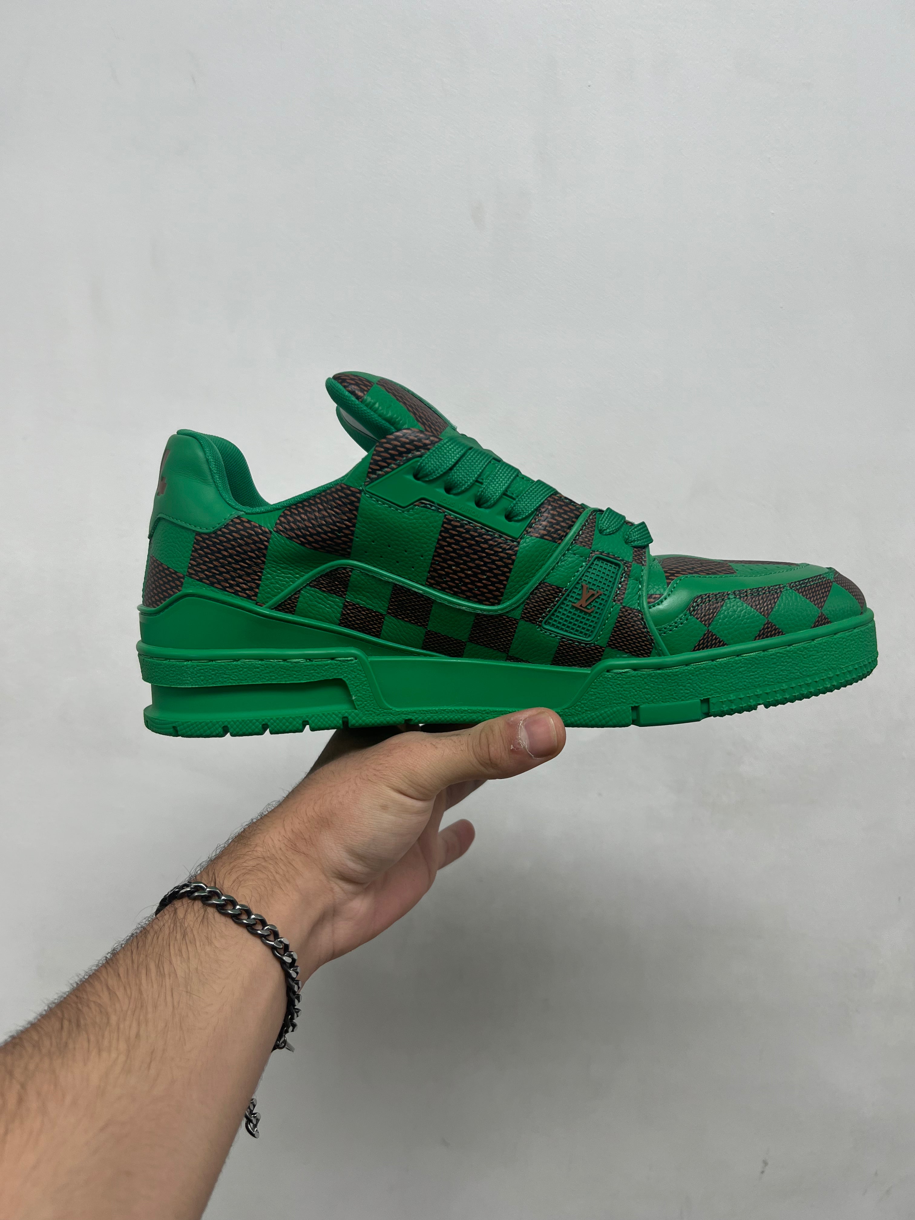 Louis Vuitton Green Brown Damier Trainer Sneakers