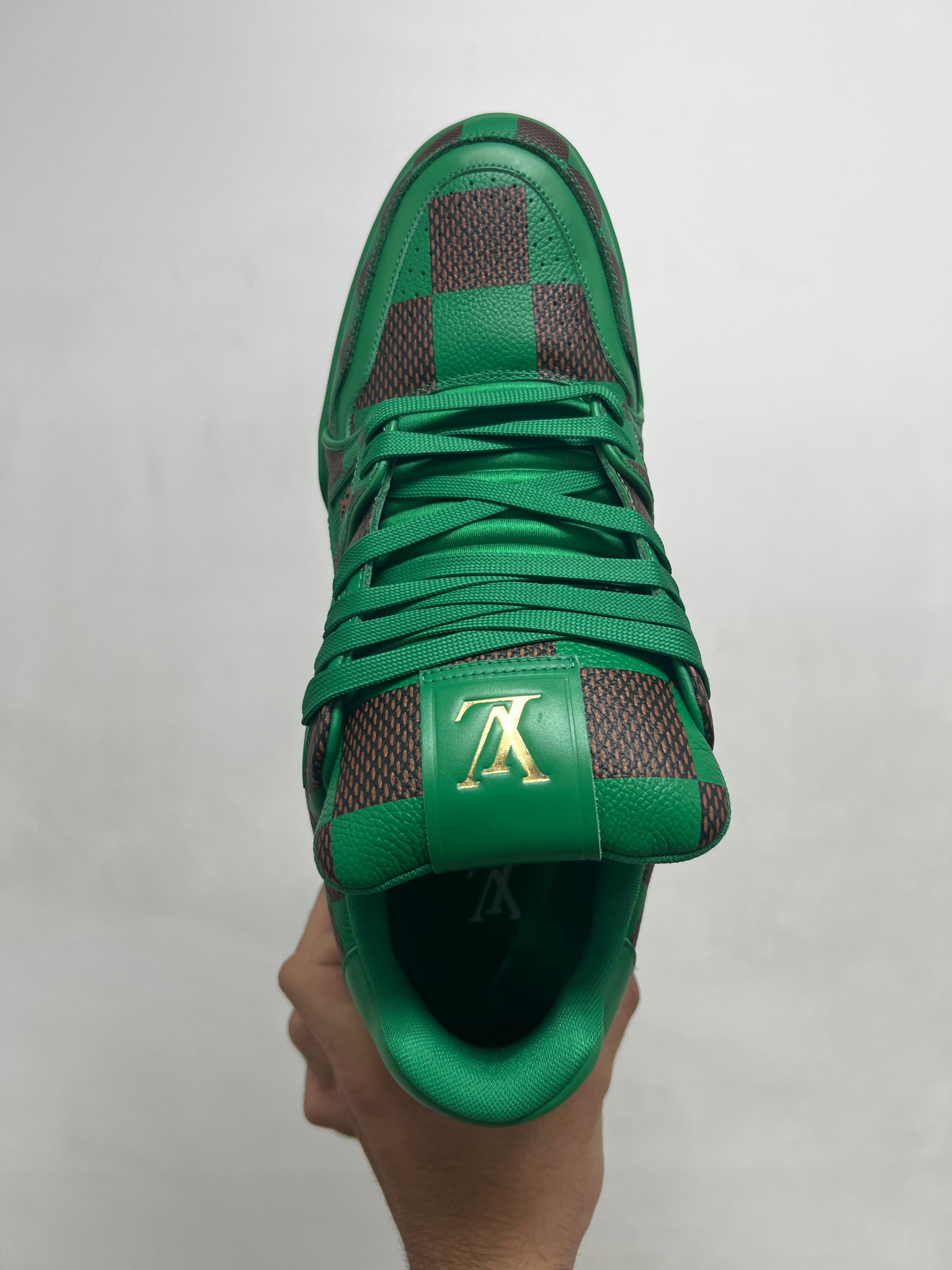 Louis Vuitton Green Brown Damier Trainer Sneakers