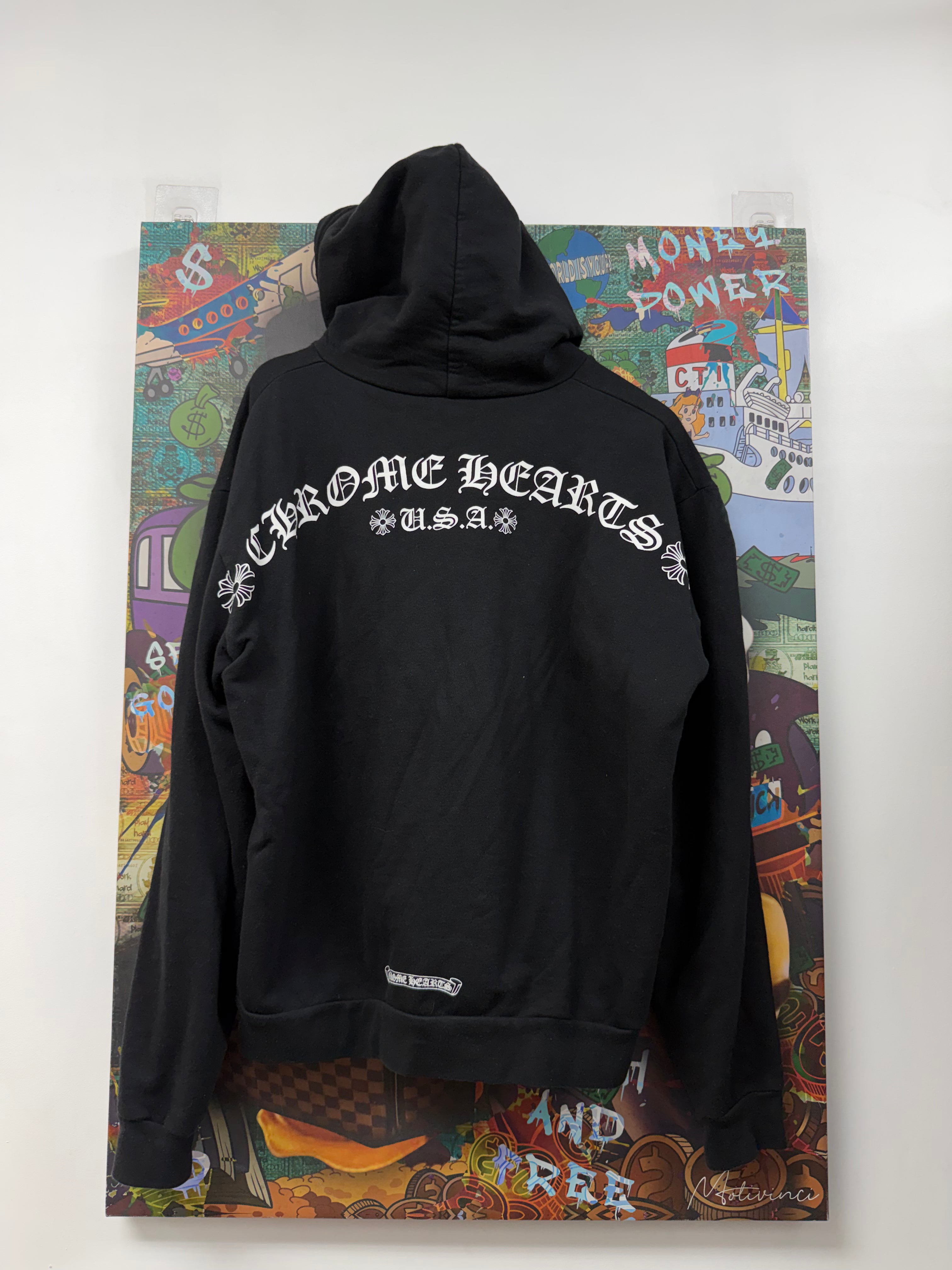 Chrome Hearts Black T-Bar USA Shoulder Logo Hoodie