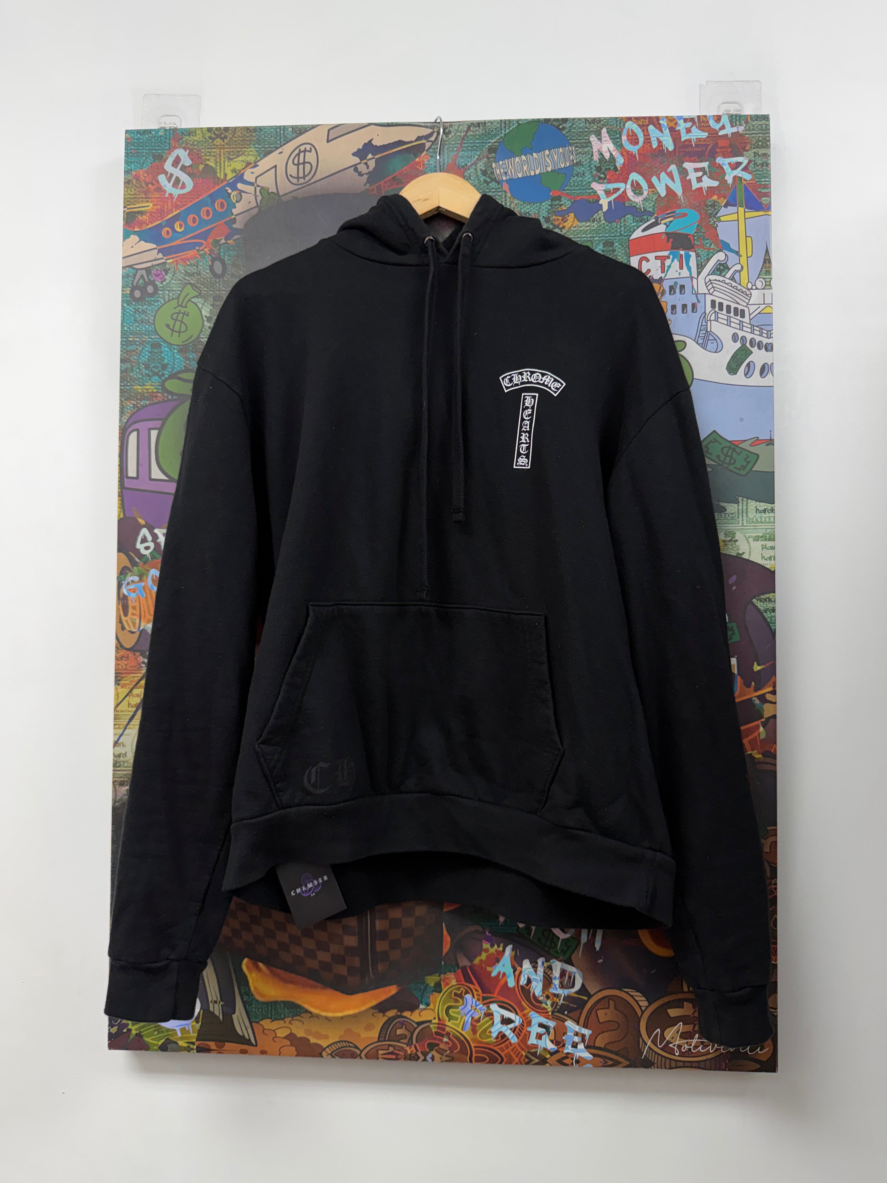Chrome Hearts Black T-Bar USA Shoulder Logo Hoodie