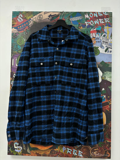 Ksubi Flannel Blue Writing Used Medium